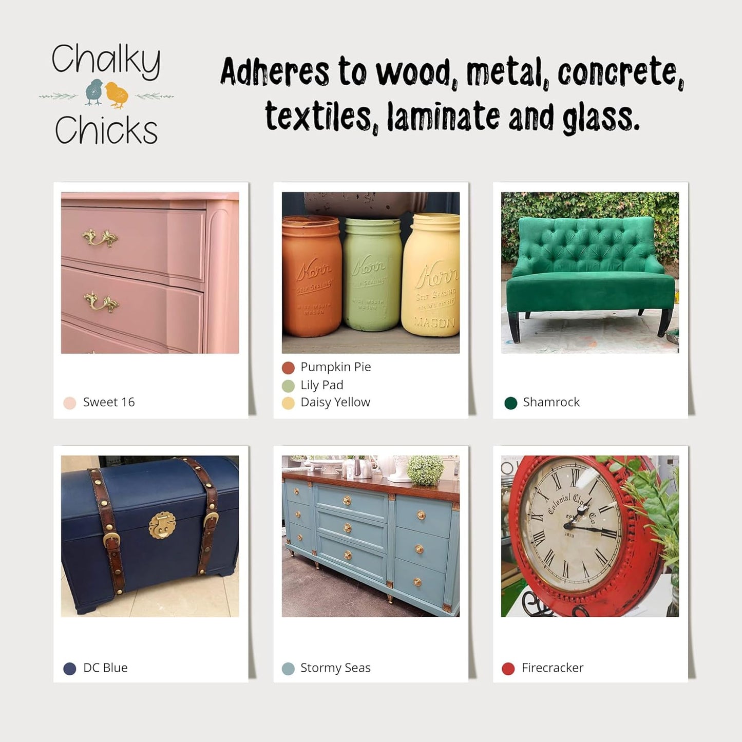 Chalky Chicks All-in-One Chalk Paint for Furniture or Cabinet - 4Fl Oz - Matte Finish Nailed It (Blueish Gray) for Metal, Wood Furniture Paint - No Sanding All-in-One for Home Decor & Crafts, USA Made