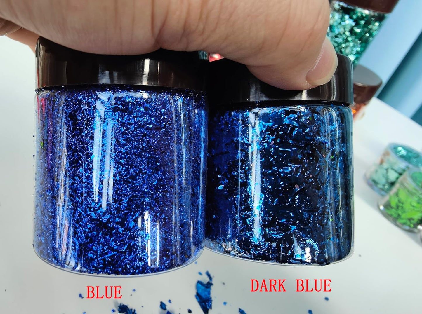 Gilding Flakes,Gold Foil Flakes for Resin,Blue Red Purple Pink Metallic Foil Flakes for Resin Jewelry Making,Nails,Painting Art,Crafts and Slime (Dark Blue)