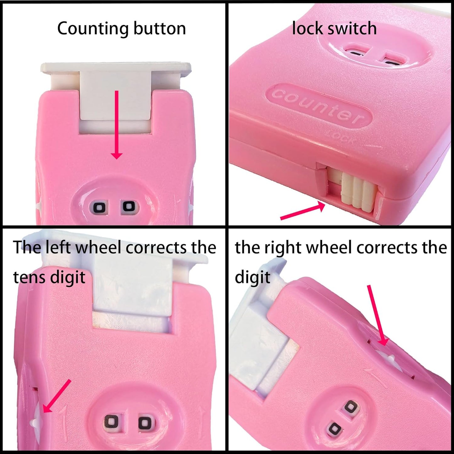 2 Pieces Knitting Counter, Needle Marking Tool, Plastic Knit Counter, Knitting Stitch Counter, Pink
