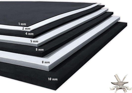 Shape Retention EVA Cosplay Foam 8mm (1mm-10mm) 14x39 inch Black or White High Density EVA Foam Sheets. Premium 85 kg/m3 Heat Shape Material for DIY Convention or Halloween Costumes by The Foamory