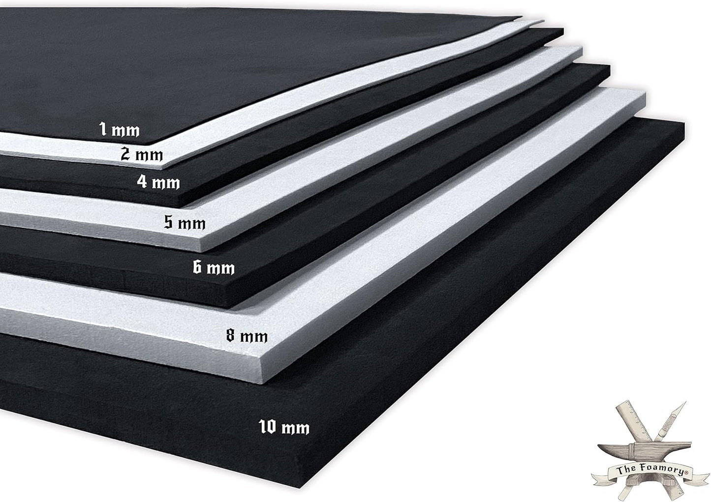 Shape Retention EVA Cosplay Foam 2mm (1mm-10mm) 14x39 inch White or Black High Density EVA Foam Sheets. Premium 85 kg/m3 Heat Shape Material for DIY Convention or Halloween Costumes by The Foamory
