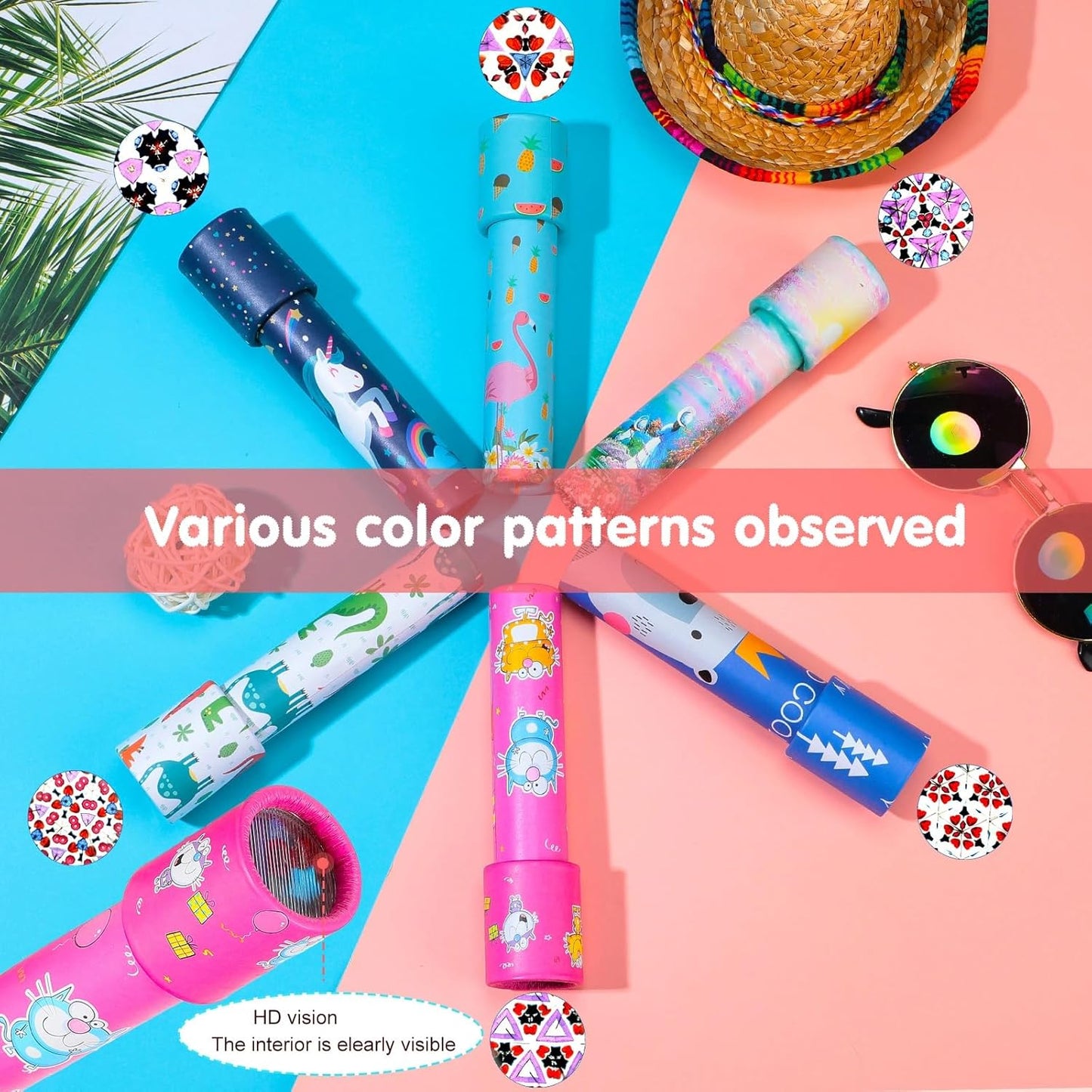 Chivao 20 Pcs Classic Kaleidoscopes Educational Toys for Party Favors Fun Kaleidoscope Toy for Stock Stuffers Bag Fillers Birthday Party School Classroom Prizes, Random Colors (Flamingo)