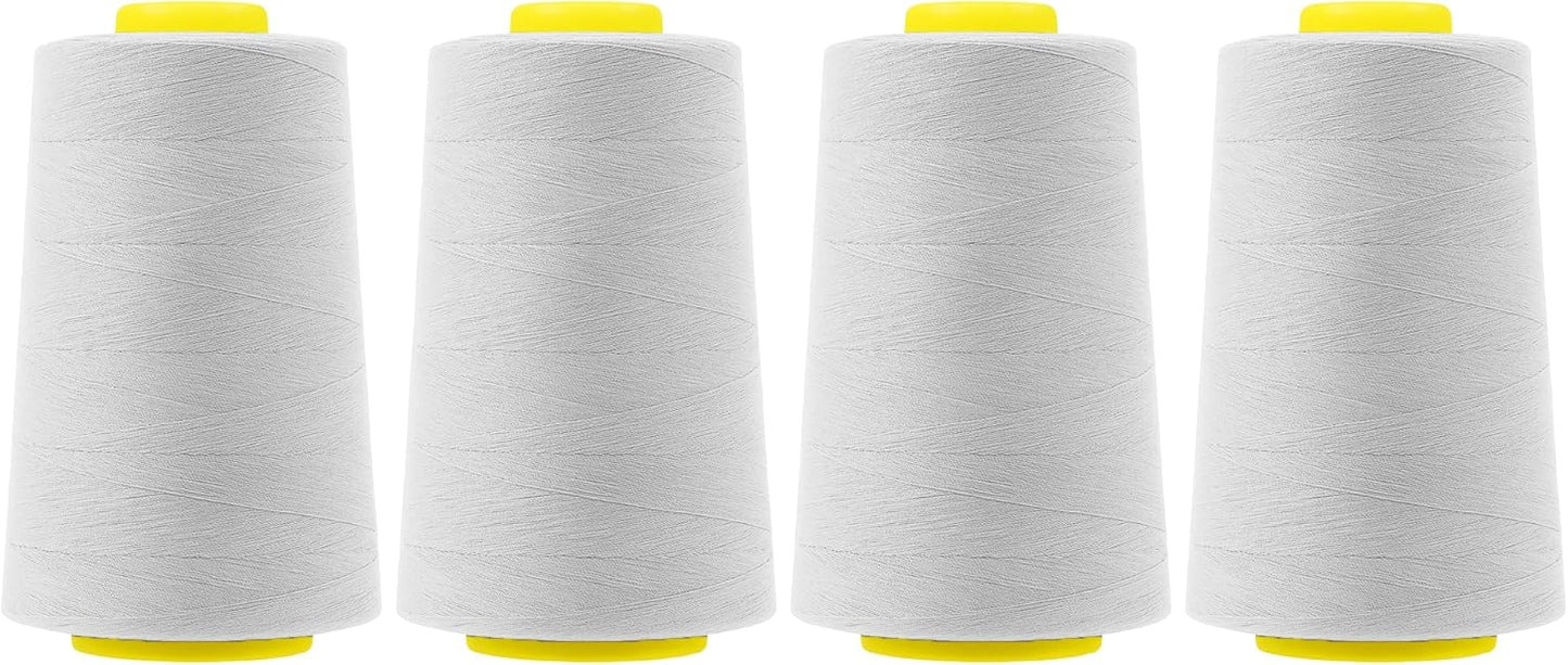 Mandala Crafts 4 Pack of Serger Threads Cones Spools - 40S/2 24000 Yards Polyester Silver Gray Threads for Sergers Machine and Overlock Quilting Sewing Machine
