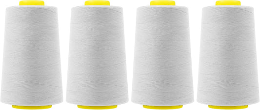 Mandala Crafts 4 Pack of Serger Threads Cones Spools - 40S/2 24000 Yards Polyester Silver Gray Threads for Sergers Machine and Overlock Quilting Sewing Machine