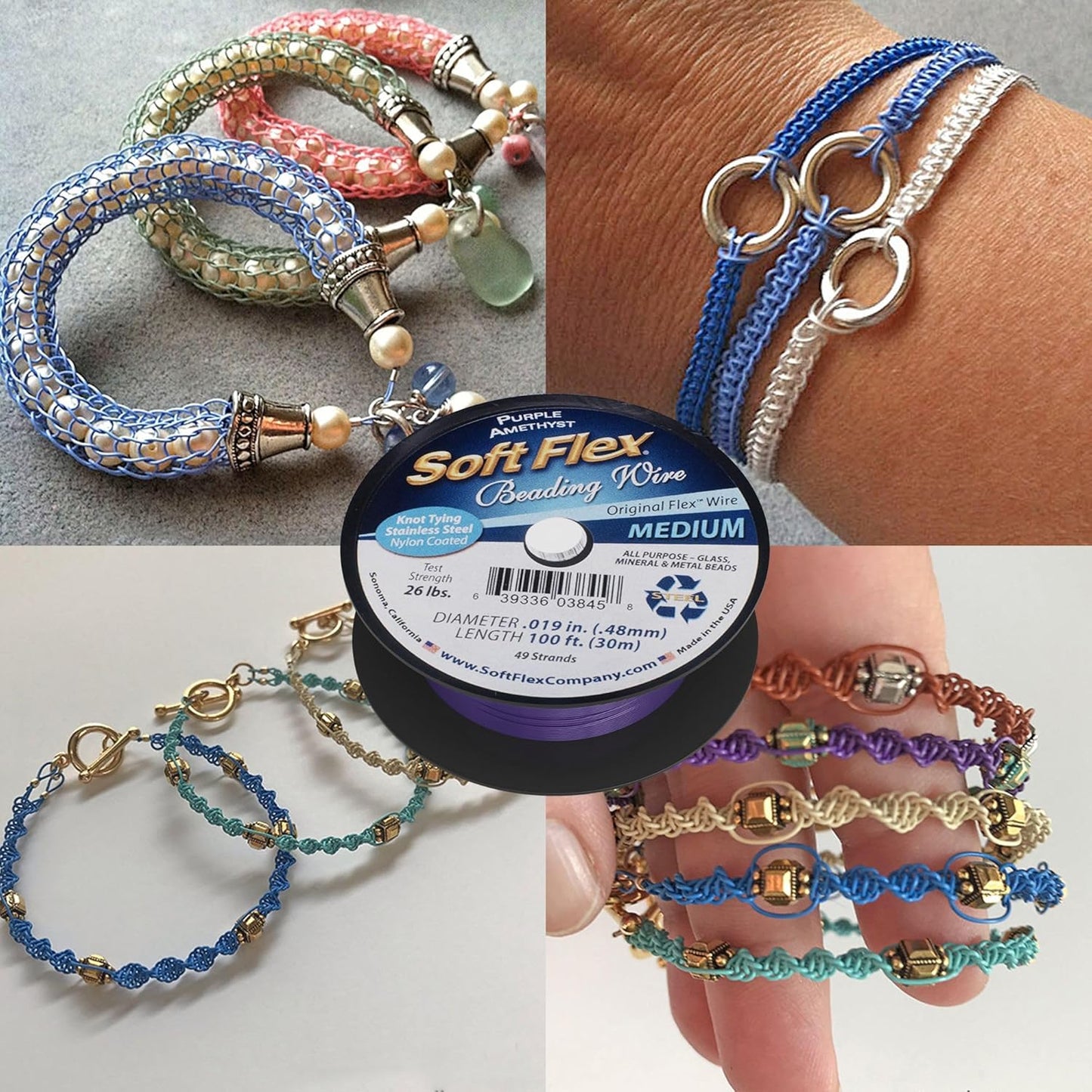 Soft Flex 49 Strand Beading Wire - Medium 0.19 Diameter - 100 Feet Nylon Design Wire