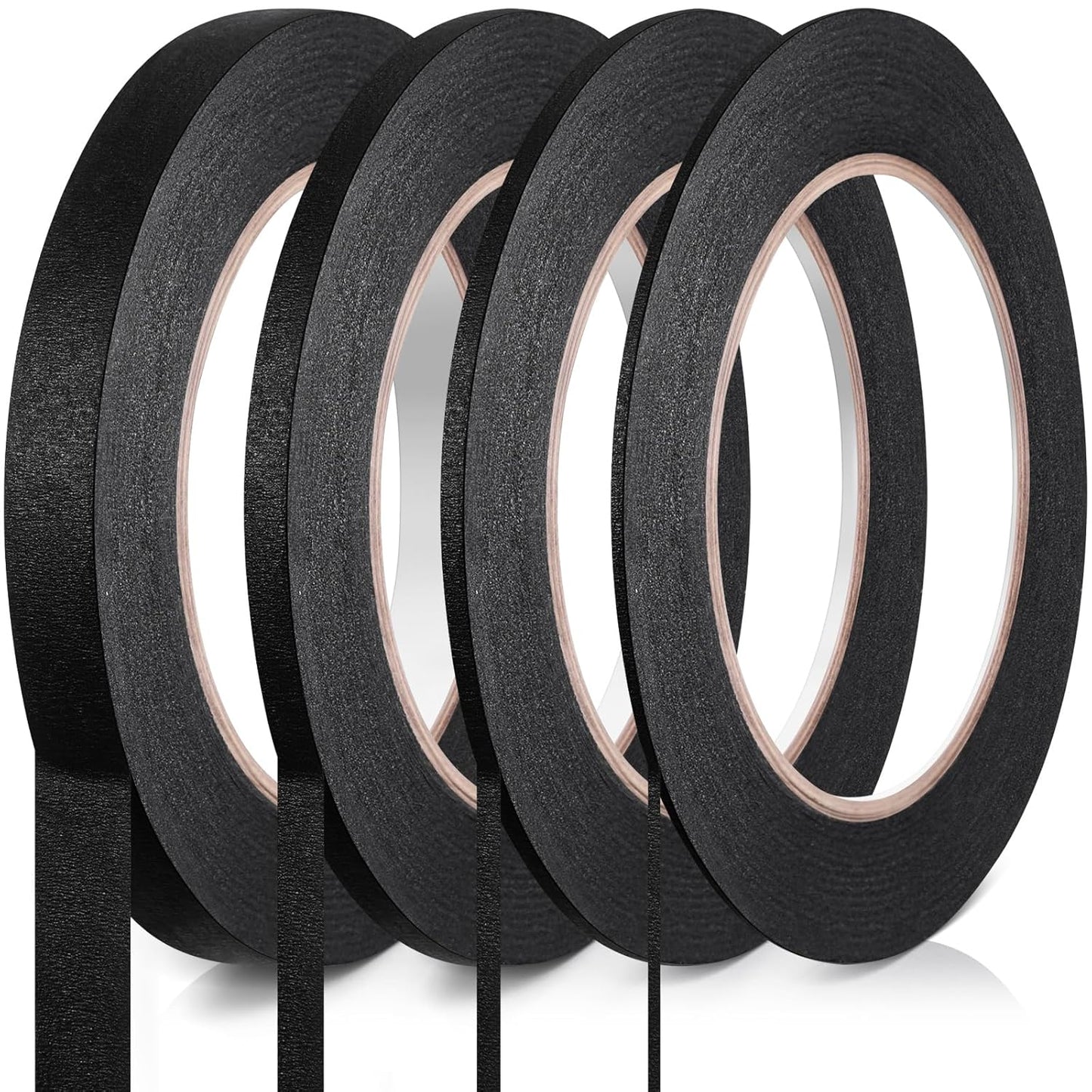 Epakh 4 Rolls Pinstripe Tape, Masking Tape in 1/16, 1/8, 1/4 and 1/2 Inch Wide, for Painters Automotive DIY Car Auto Paint Art(Black,55 yd)