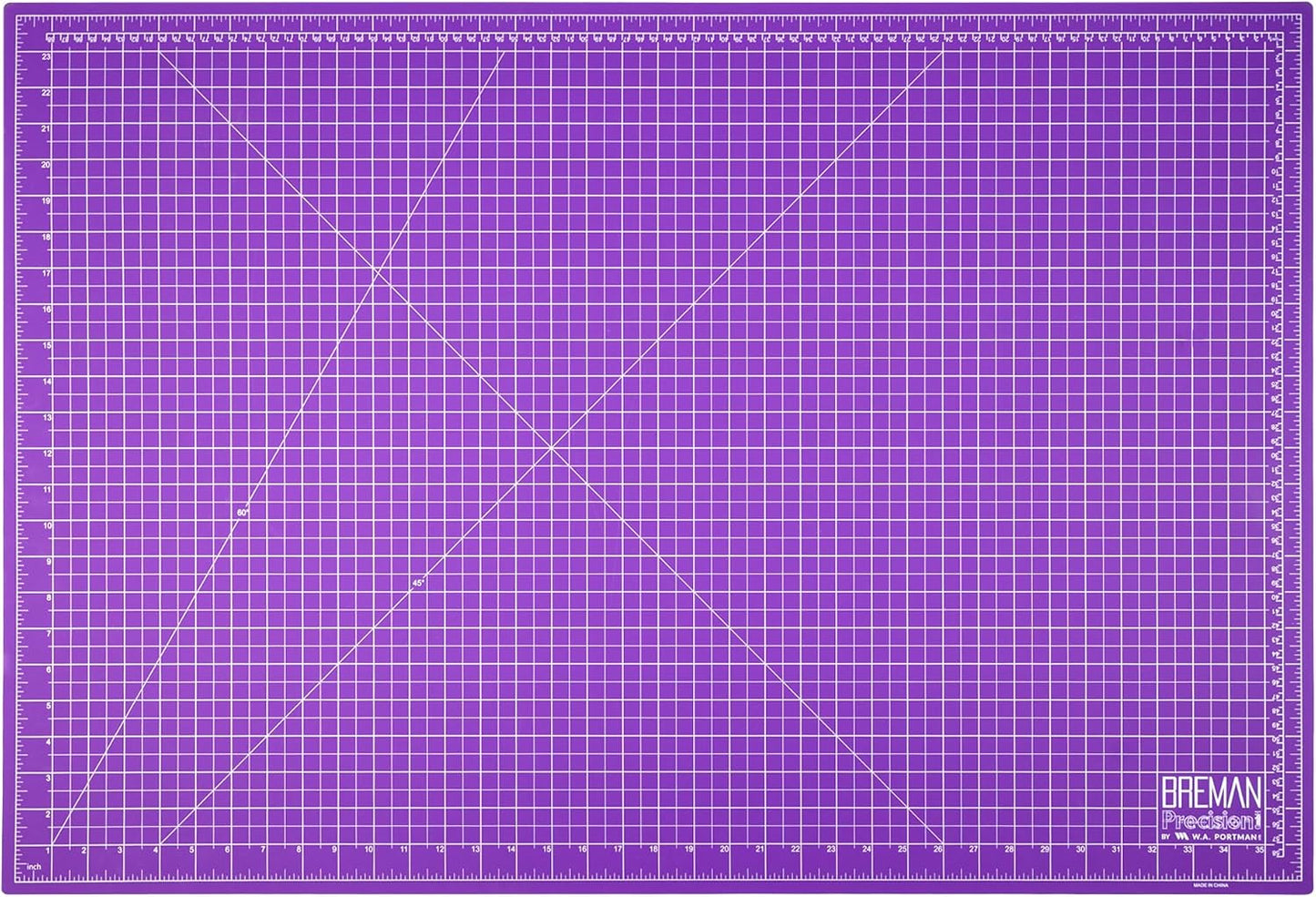 Breman Precision 24x36 Inch Self Healing Cutting Mat - 2-Sided 5-Ply PVC Purple/Gray Cutting Mats for Crafts, Sewing, Quilting and DIY Projects - Durable and Non-Slip Design with Precise Grid Lines
