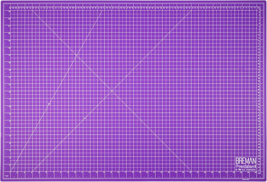 Breman Precision 24x36 Inch Self Healing Cutting Mat - 2-Sided 5-Ply PVC Purple/Gray Cutting Mats for Crafts, Sewing, Quilting and DIY Projects - Durable and Non-Slip Design with Precise Grid Lines