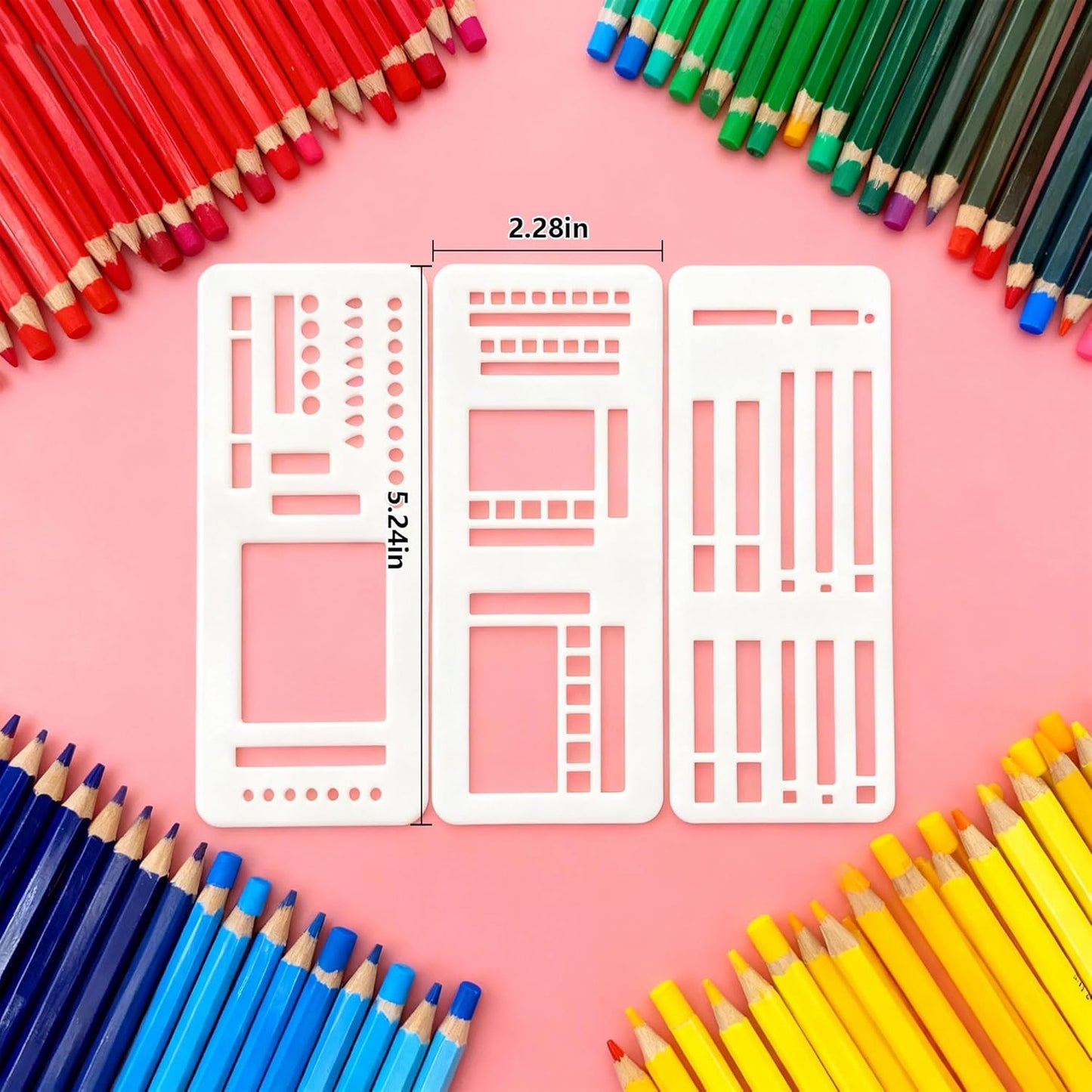 3 Pcs Journal Stencil Set – Reusable Flexible Templates for Dotted Journals & Planners, Drawing & Lettering Aids for DIY Checklists, Calendars, Scrapbooking & Daily Tracking (C)