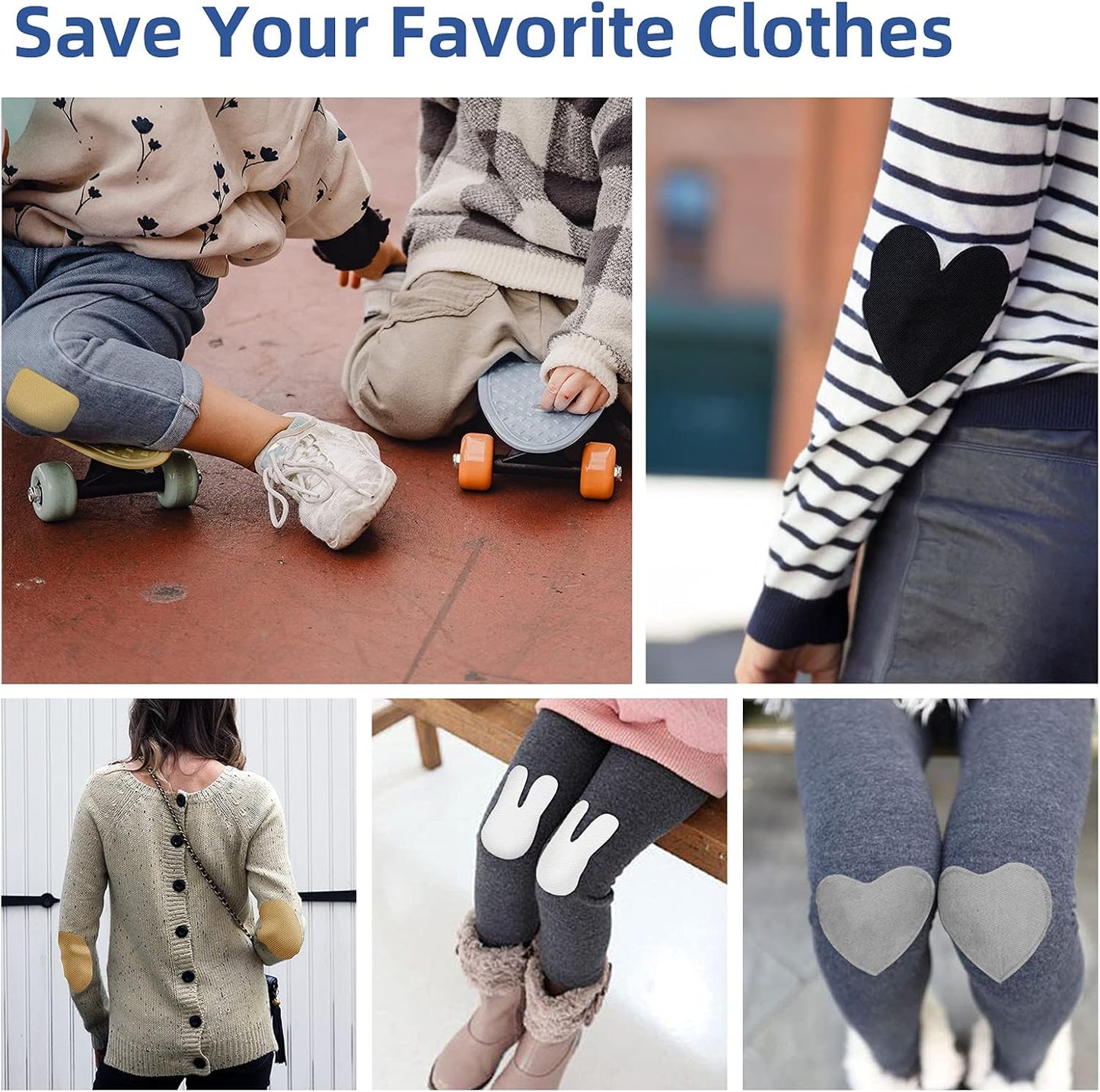 HTVRONT Iron on Patches for Clothing Repair, Fabric Patches Iron on, Classic Black Repair Decorating Kit 20 Pieces Iron on Patch Size 3.7" by 4.9" (9.5 cm x 12.5 cm)