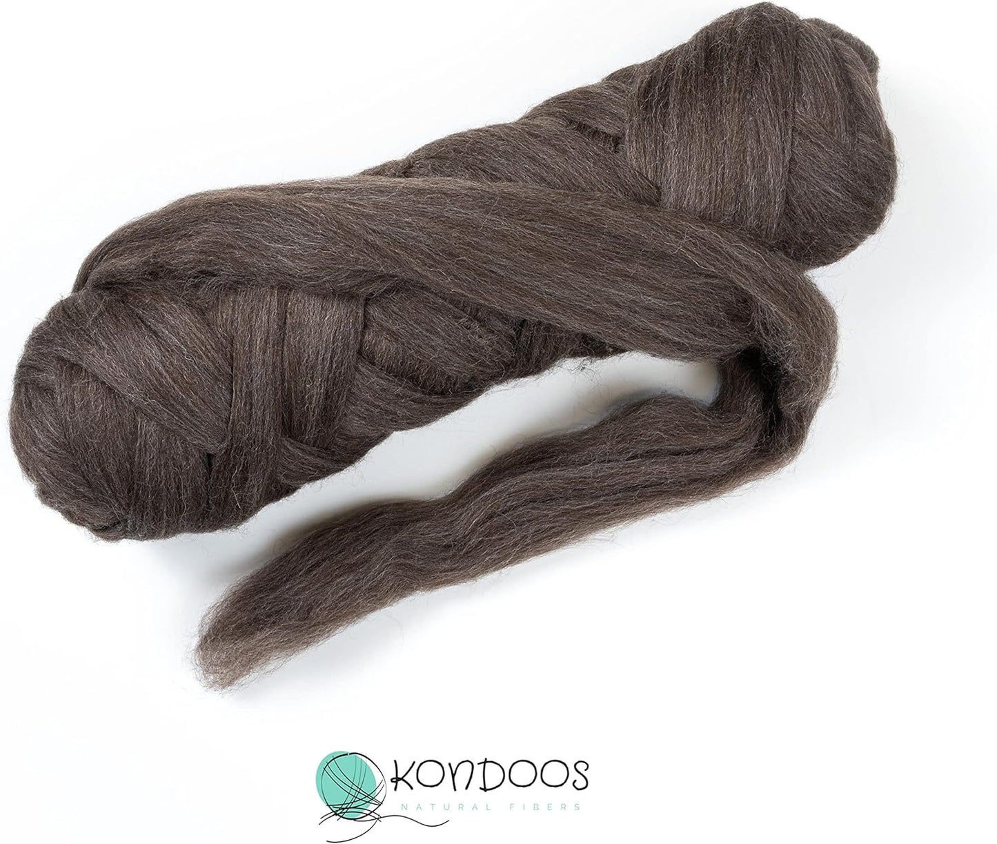 Natural Wool Bulk roving, 2 lb. Best Wool for Spinning, arm Knitting, Felting, Chunky Blankets and Tapestry. Natural Colors, un-Dyed. (Mocha, 2 lb)
