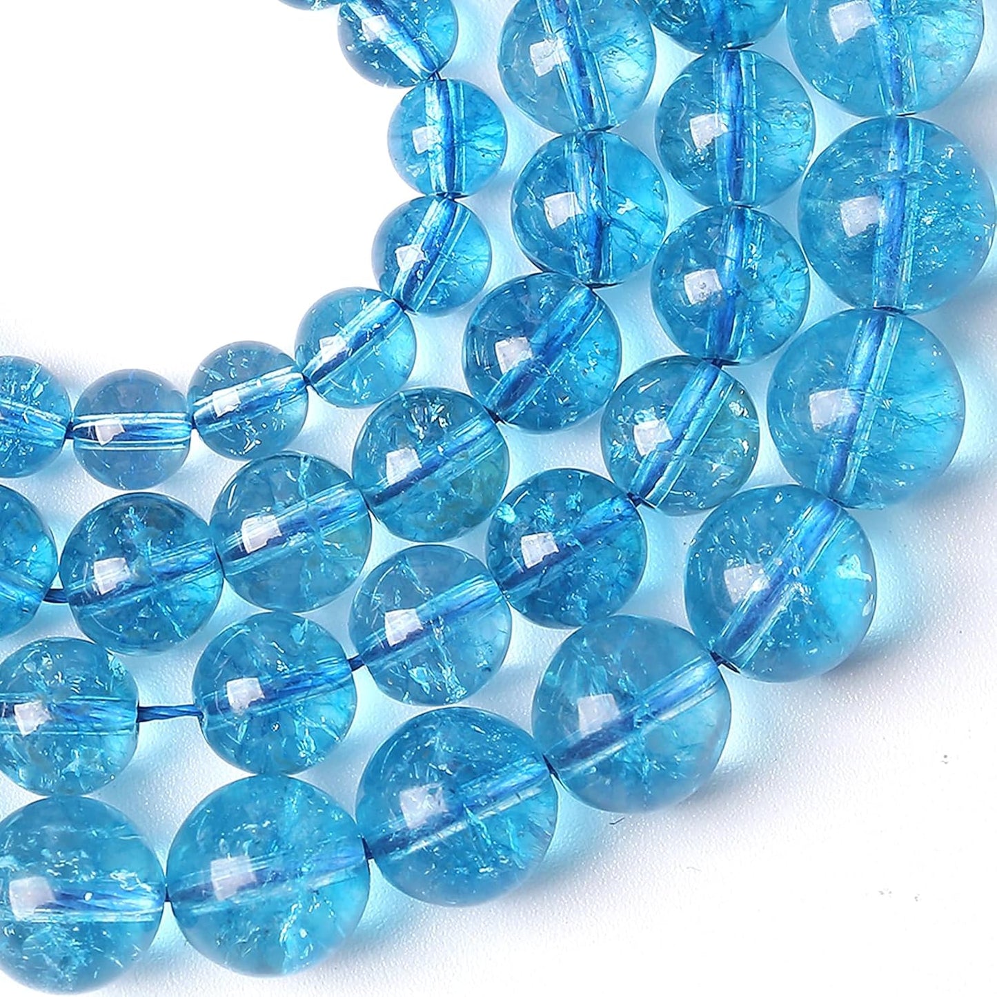10MM Blue Crystal Quartz Beads Natural Gemstone Round Loose Stone Beads for Jewelry and Bracelets Making 72pcs 2 Strands 32"