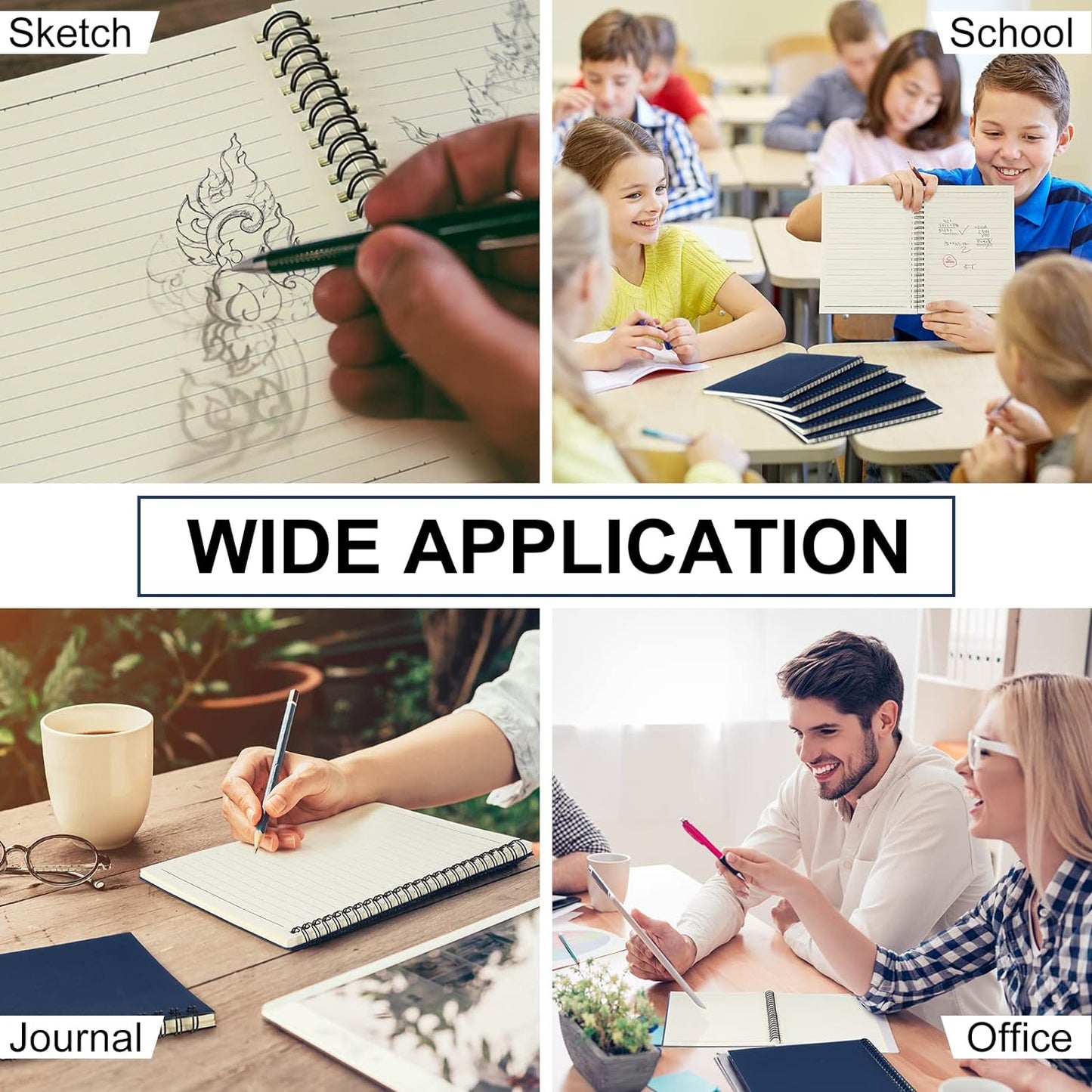 Yahenda 54 Pcs Spiral Notebook Bulk A5 Journal Lined 8.3'' x 5.5'' Writing Composition Paper Small Notepad Subject Notebook for Students Office Business Back to School Supplies (Deep Blue)