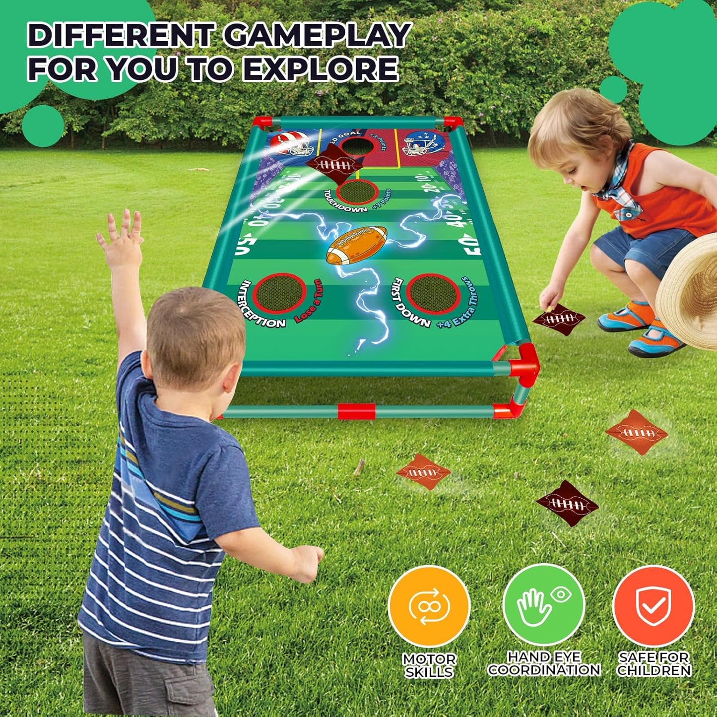 Bean Bag Toss Game for Kids, Outside Toys for 3 4 5 6 7 8 Years Old Boys Girls, Fun Outdoor Activities Game for for Family Party, Ideal Birthday for Ages 4-8 Toddlers