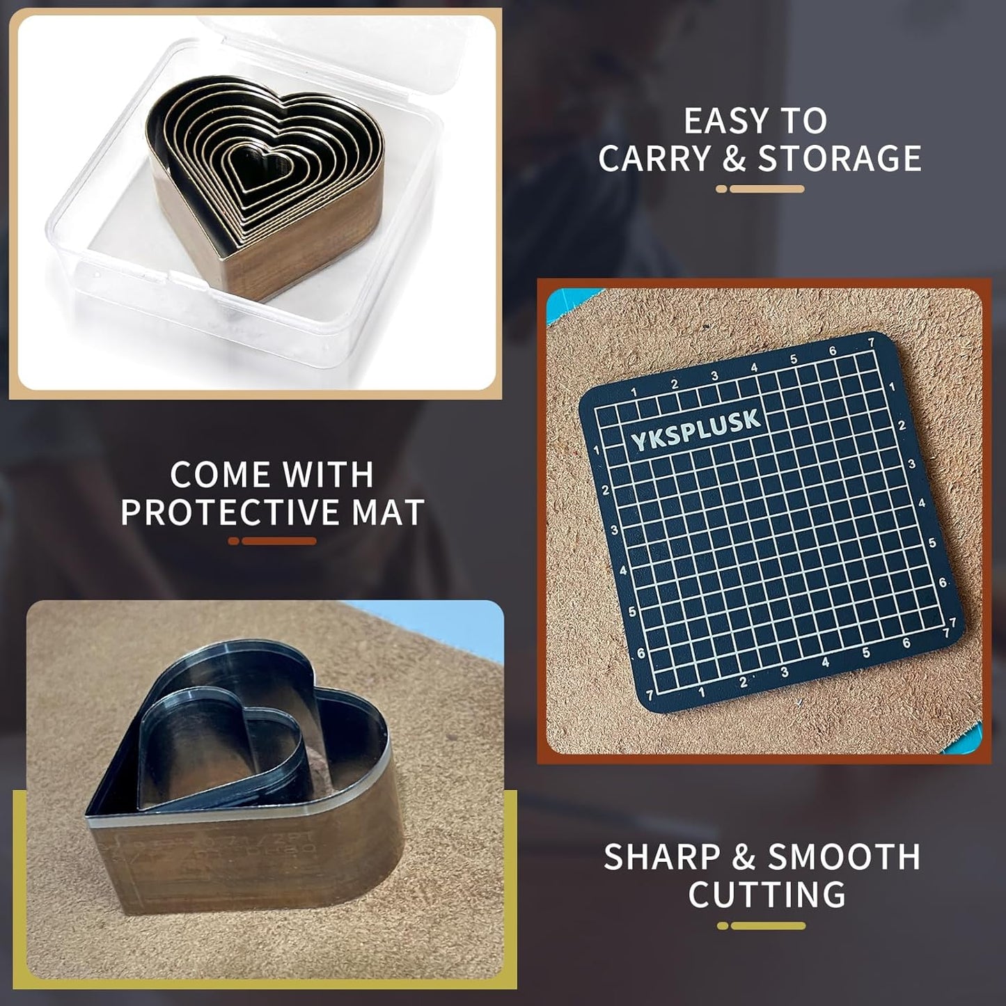 9 Pcs Leather Hole Cutter Tool Set, 9 Sizes Heart Shape Cutter Tools High Carbon Steel, Leather Cutting Dies Kit for DIY Leathercraft, Leather Hollow Punching with Plastic Box
