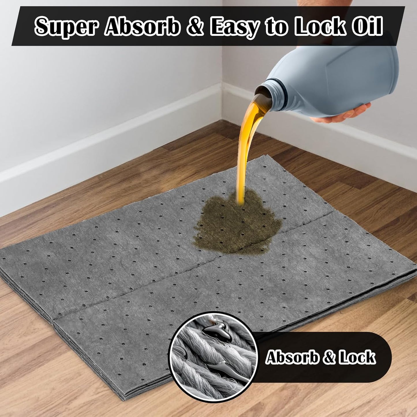 80 Pcs Oil Absorbent Pads, 9.8×13 Inch High Absorbency Absorbent Mats, Water Absorbent Mat, Weight Dimpled Pad, Oil Spill Mat for Absorbing Automotive Garage Workshop Tools Spills