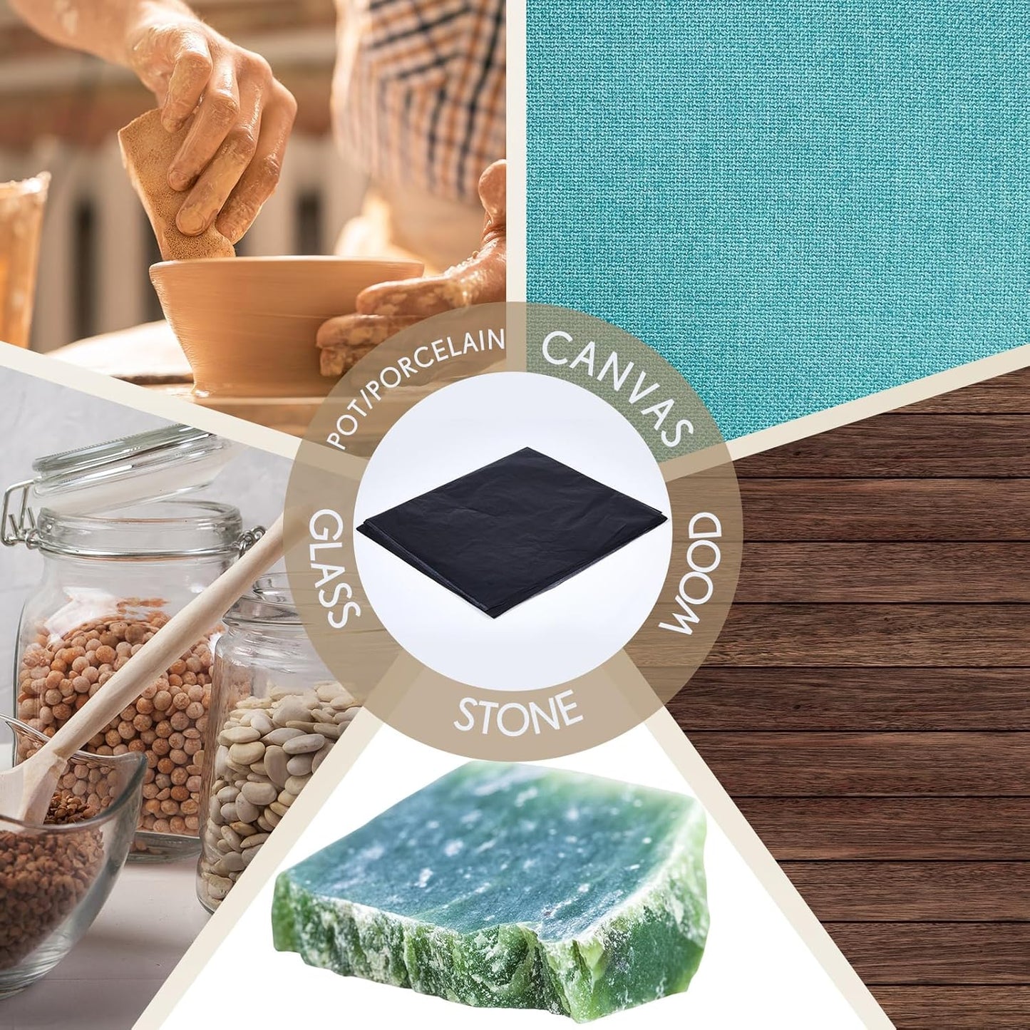 Dinifee 5 Sheets Large Carbon Paper for Tracing 20.3 x 36 Inch Graphite Transfer Paper Waxed Carbon Transfer Paper for Wood, Paper, Canvas, Woodworking Patterns, Fabric, Sketch Drawing, Black