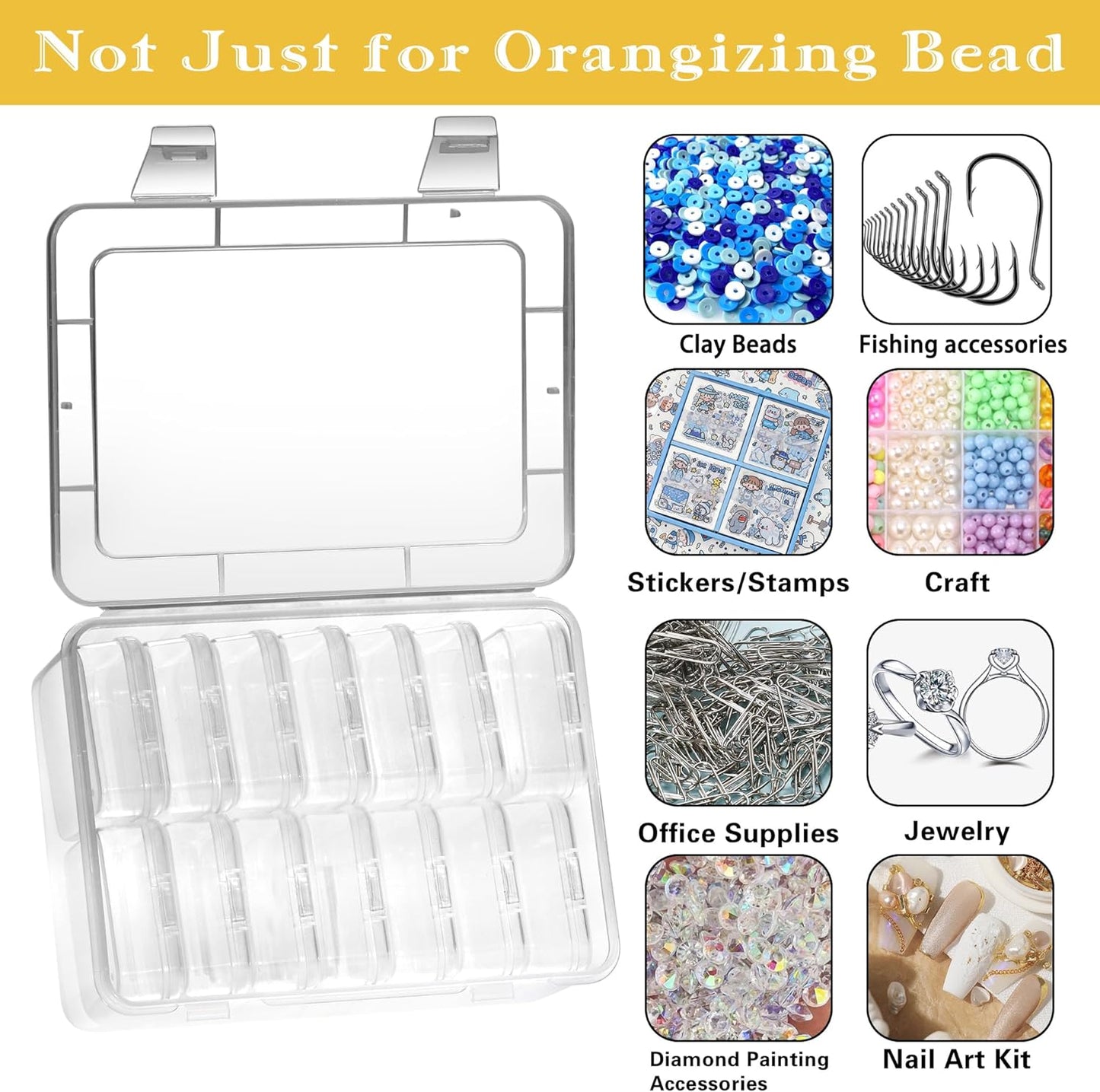 Mathtoxyz Small Bead Organizers, 30 Pieces Plastic Storage Cases Mini Clear Bead Storage Containers Transparent Boxes with Hinged Lid and Rectangle Clear Craft Supply Case