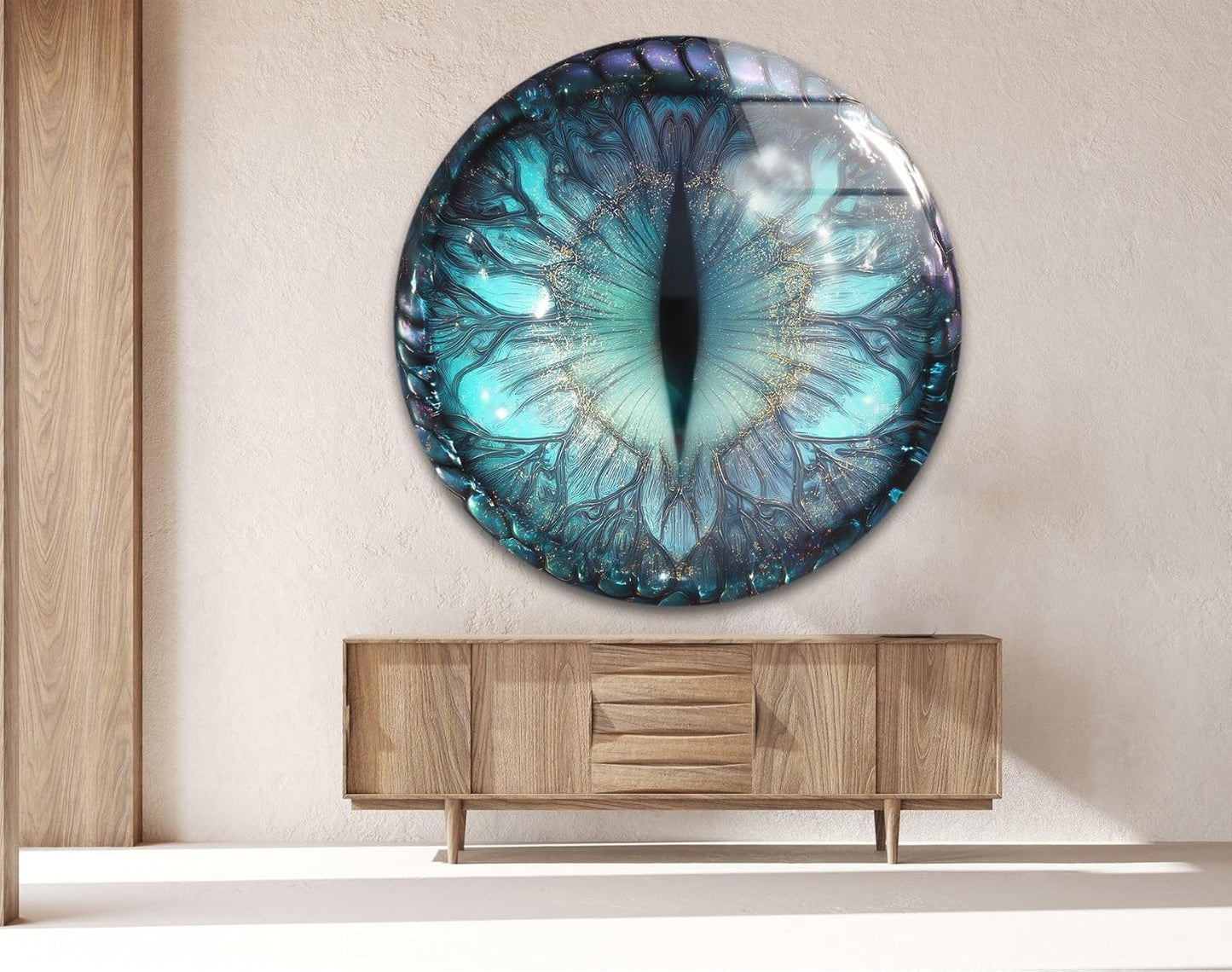 My Photostation.com 24''(60cm) Diameter Mystical Dragon Eye Round Glass Wall Art Tempered Glass Printing Wall Decor Large Wall Art Wall Hangings