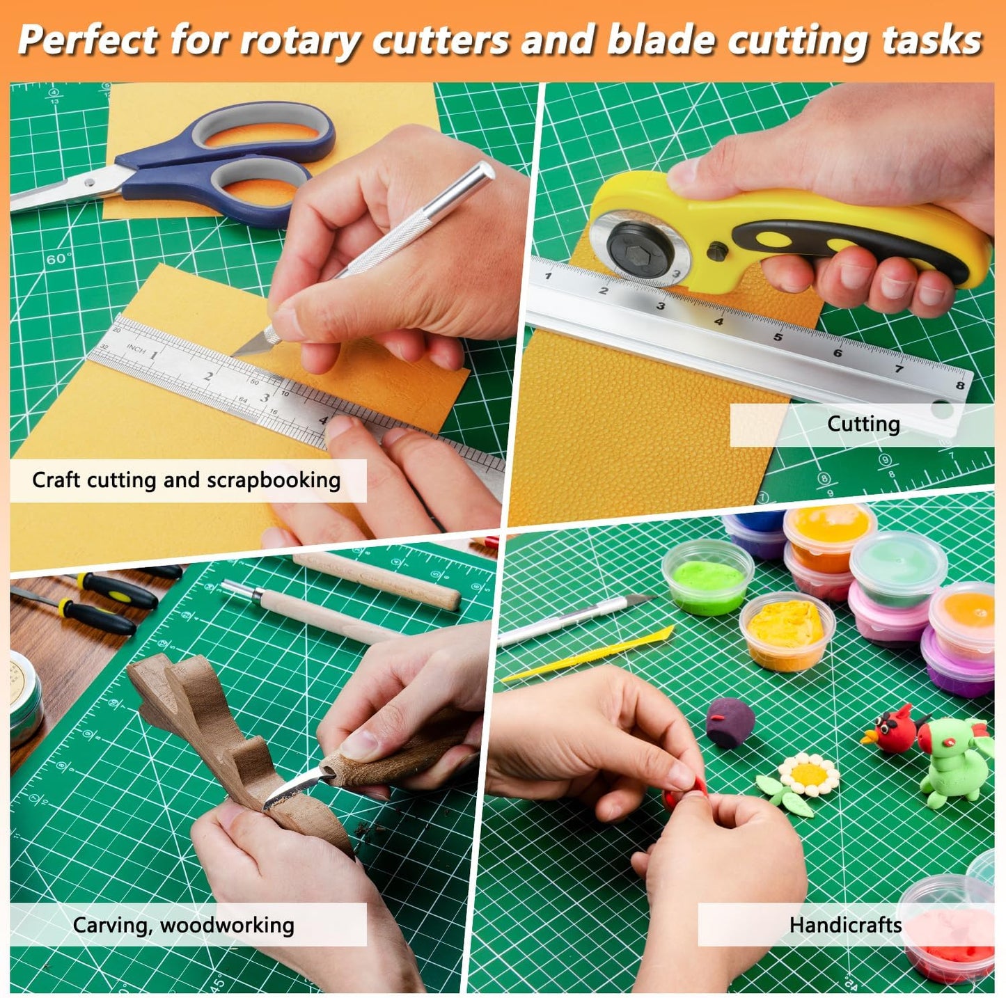 Ecraft 2-Pack 24"x36" Self-Healing Sewing Mat: Large Double-Sided Green 5-Ply Hobby Mat, A1 Rotary Cutting Mat for Sewing, Quilting & Fabric Crafts