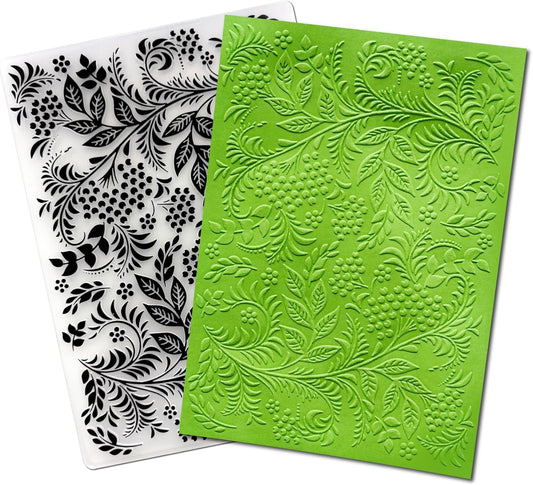 Arbuya Christmas Leaves Plastic Embossing Folders Berry Branches Texture Embossing Impression Template for Card Making Scrapbooking and Paper Crafting， 5"x7"