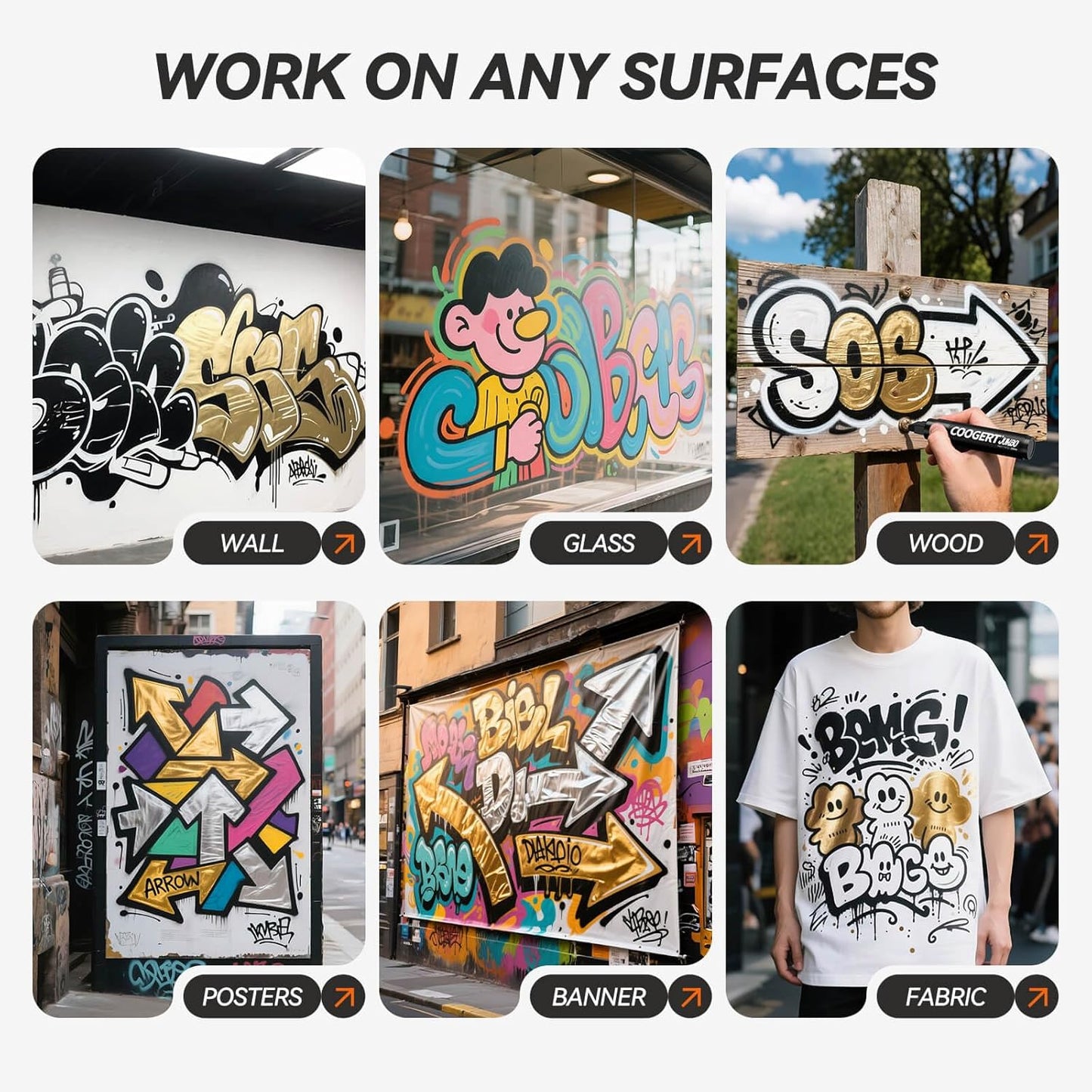 3Pcs Silver Jumbo Poster Markers, 15MM Thick Permanent Acrylic Graffiti Markers, Wide Tip Paint Marker for Canvas, Posters Board, Fabric, Window, Glass, Wood, Teachers,Banner painting supplies