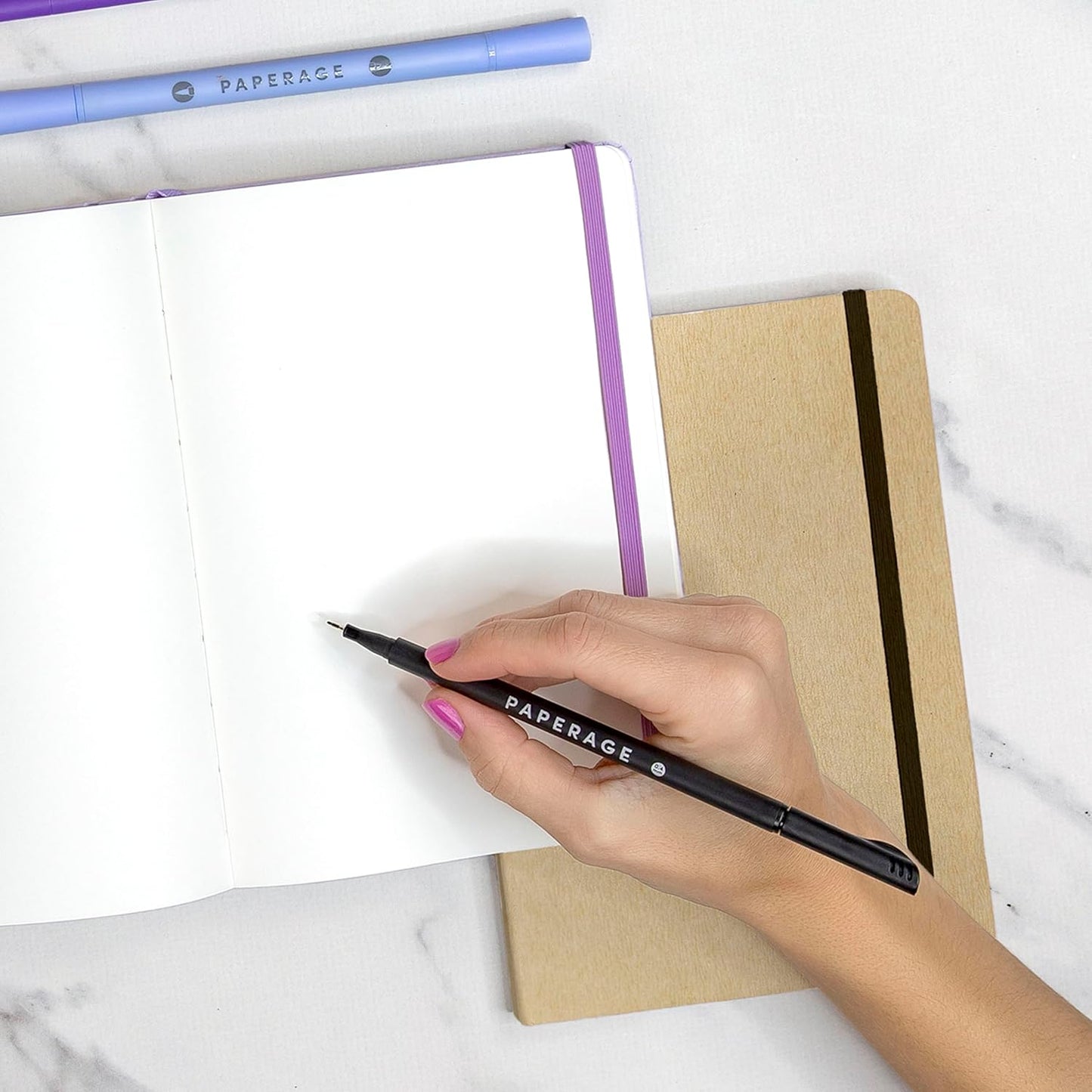 PAPERAGE Recycled Blank Journal Notebook, (Dark Blue), 160 Pages, Medium 5.6 in x 8 in - 100 GSM Thick Paper – Hardcover Journaling Notebook for Work, School, Note Taking or Sketching