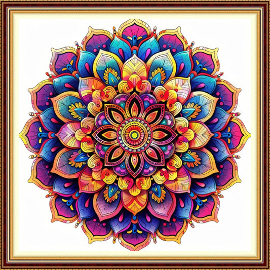 Funchey Stamped Cross Stitch Kits, DIY Cross Stitch Pattern for Adults Beginners Needlepoint Kits Embroidery Kit Arts and Crafts 11CT-Magic Mandala 18x18 inch