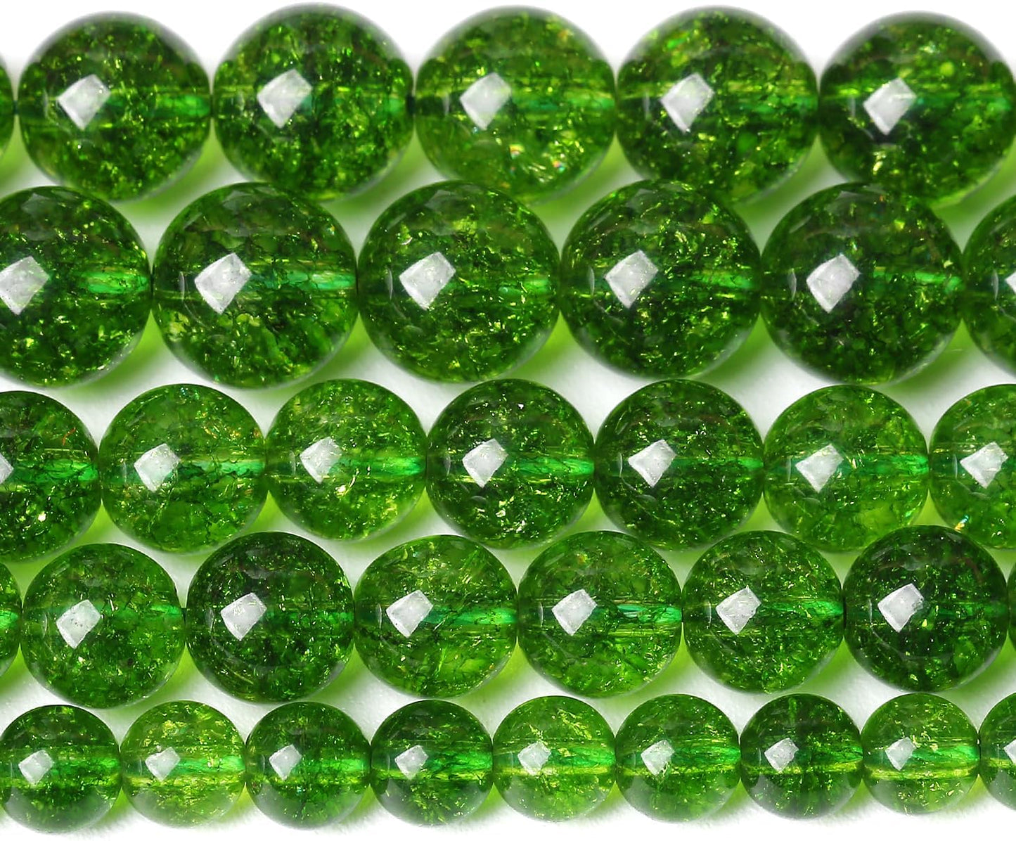 4MM Green Peridot Crystal Quartz Beads Natural Gemstone Beads Round Loose Beads for Jewelry and Bracelets Making 180pcs 2 Strands 32"