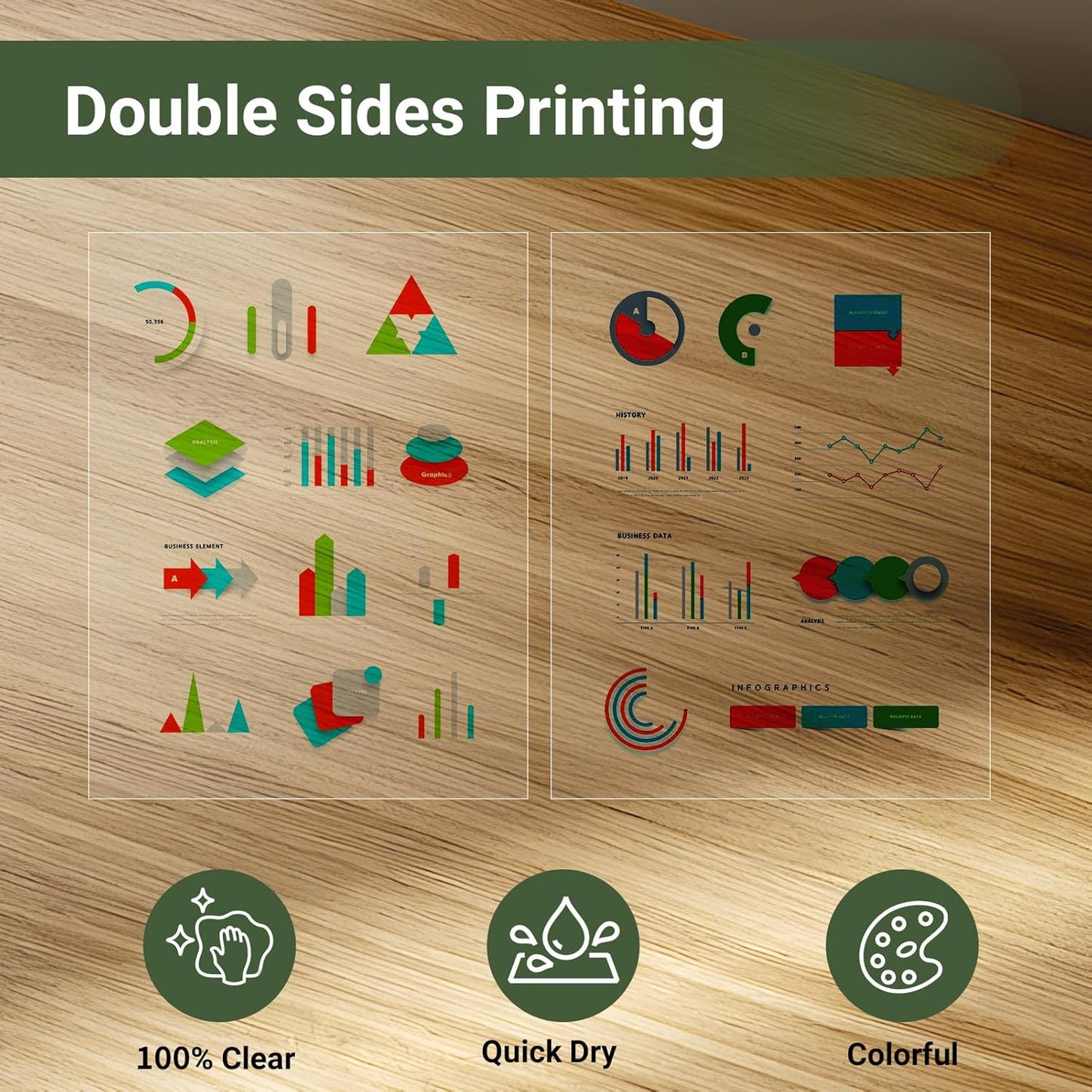 Laser Transparency Film 100 Sheets 8.5 x 11 Inche Overhead Projector Film Clear Transparency Paper for Laser Printer