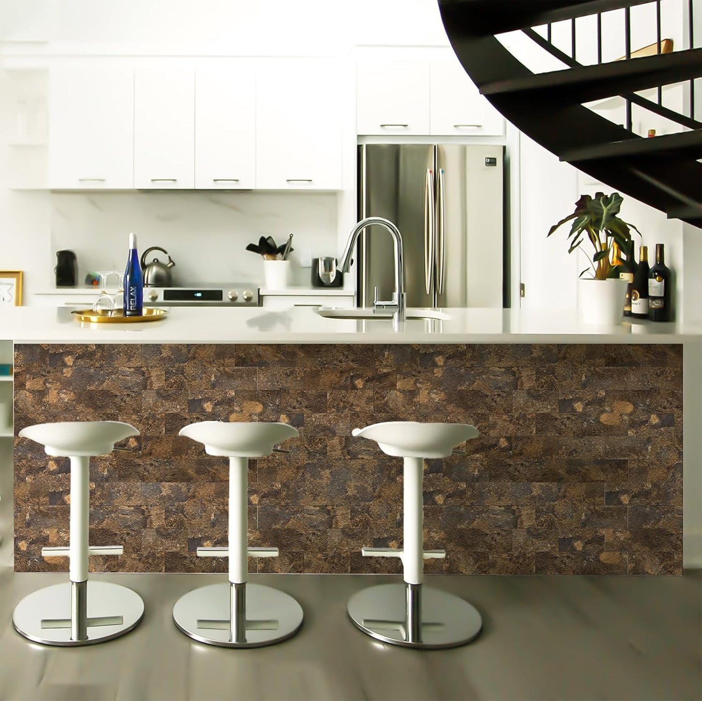 100 Pieces Peel and Stick Backsplash for Kitchen, 3" x 6" PVC Subway Tile 2025 Upgraded Rust Slate Backsplash Stick on Tile Elevate Kitchen, Bathroom, Fireplace,RV