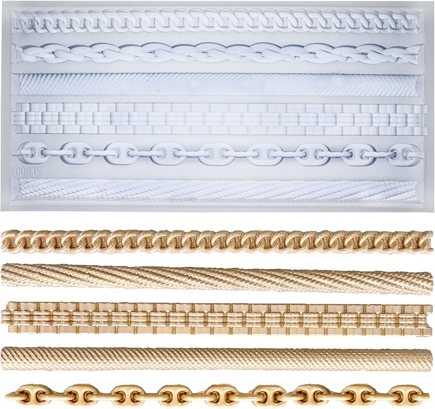 FUNSHOWCASE Chains Mold for Polyclay Air Dry Clay Plaster, 4719, 6 Trimmings #4719