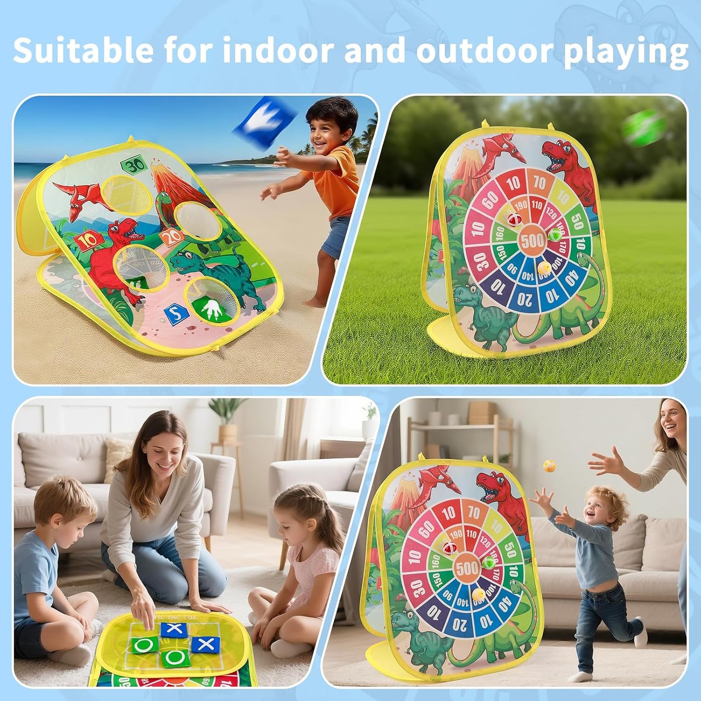 Bean Bag Toss Game Toy Indoor and Outdoor Toys for Kids Toddlers Dinosaur Toys Family Party Carnival Games for Boys and Girls 3 4 5 6 7 8 9 Year Old Birthday Gifts Outside Backyard Beach Lawn Games