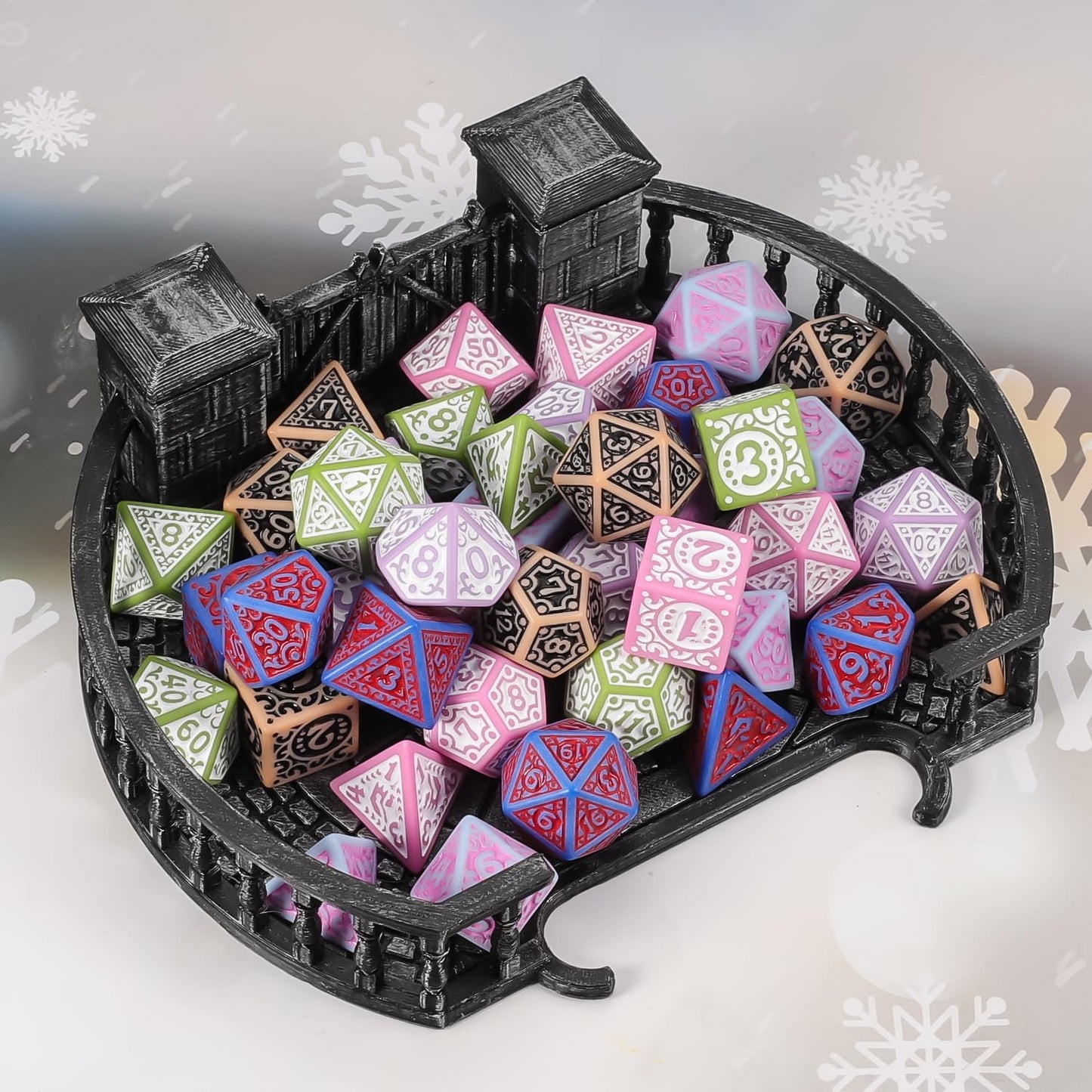 CiaraQ DND Polyhedral Dice Set (42pcs) with A Gold Pattern Drawstring Bag for Dungeons and Dragons RPG MTG Table Games. 6 Sets Fantasy Role Playing Dice