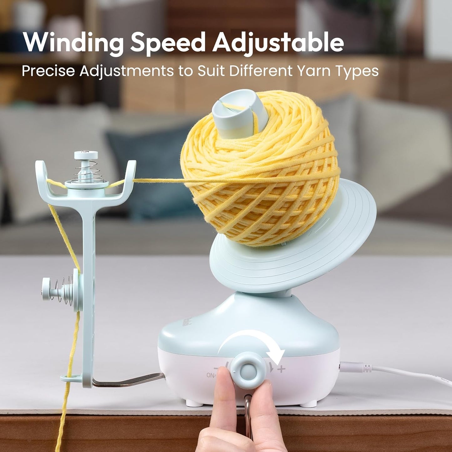Etcokei Electric Yarn Winder for Crocheting, Compact Yarn Cake with Strong Tension Stepless Speed, Automatic Wool Spinner Roller, Ideal Helper for Knitting Lovers(Mint Green)