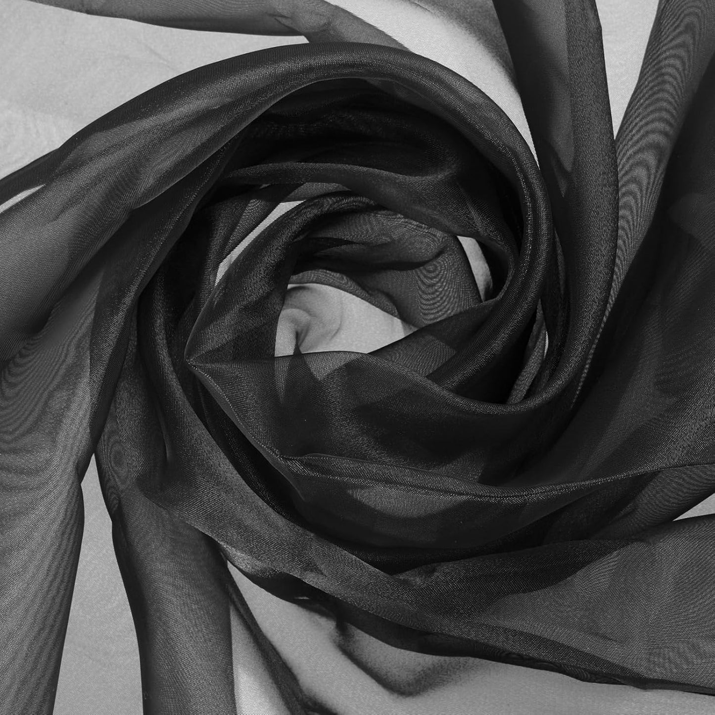 MECCANIXITY Iridescent Sheer Organza Fabric, 10 Yards x 59 Inches Solid Holographic Shiny Fabric Organza Cloth for Wedding, Curtains, Costume, Photo Background, Black