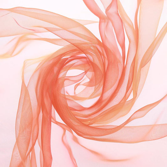MECCANIXITY Iridescent Sheer Organza Fabric, 2 Yards x 59 Inches Solid Holographic Shiny Fabric Organza Cloth for Wedding, Curtains, Costume, Photo Background, Gradient Dark Orange Red