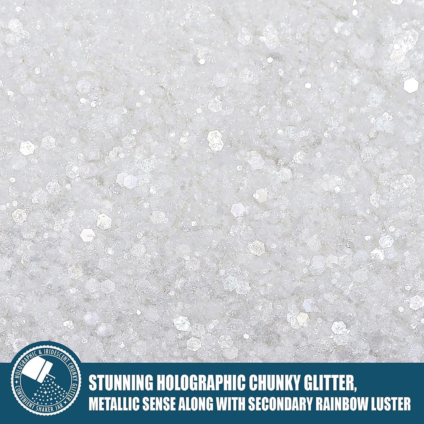 Iridescent Chunky Glitter 5.64oz/160g, Ultra Fine Glitter Powder Mixed Chunky PET Flakes Sequins for Resin Epoxy Craft Arts, Tumbler Nail Hair Eye Party Festival Decor (White)