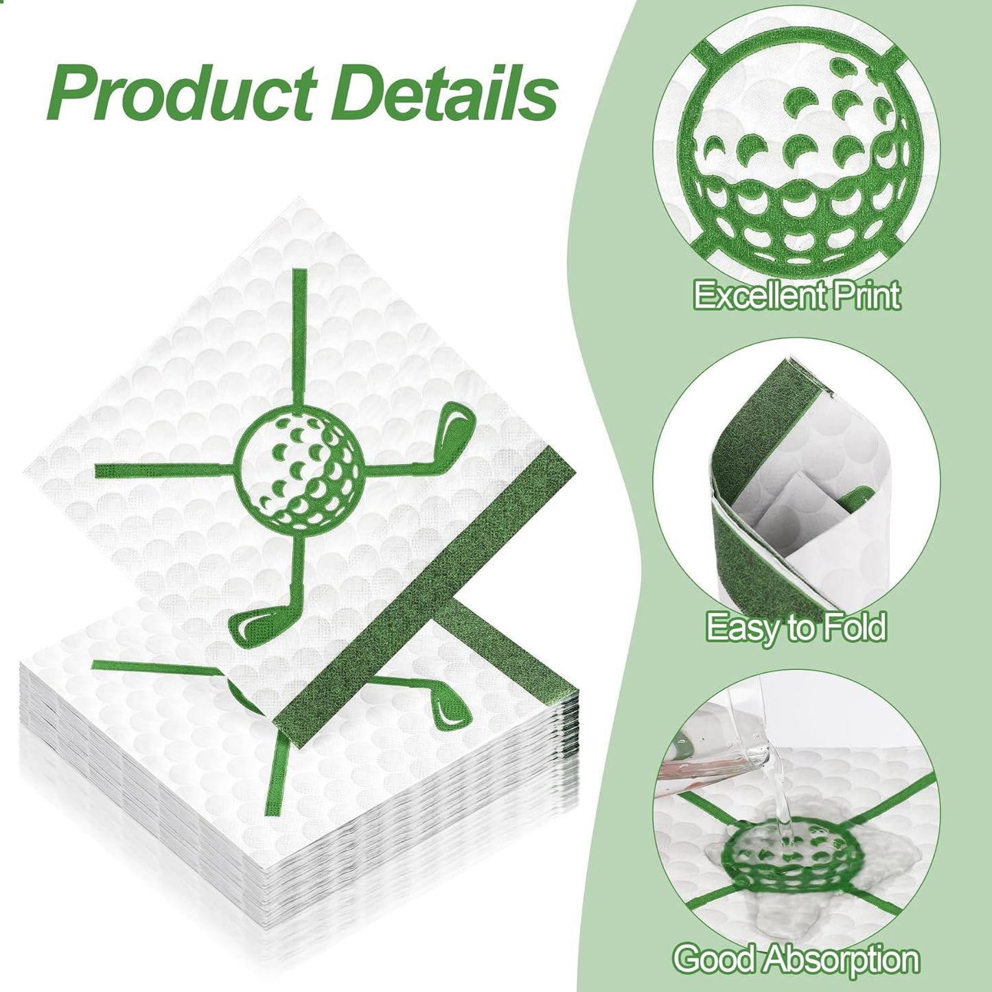 Aodaer 48 Pieces Golf Napkins 13 x 13 Inches Hole in One First Napkins Disposable Golf Cocktail Beverage Paper Napkins for Golf Themed Party Decorations Sports Party Supplies, Birthday Party