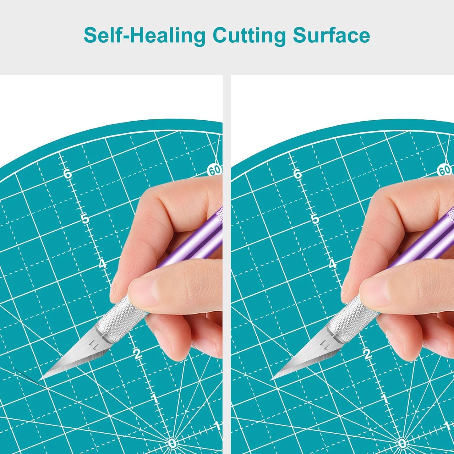 Headley Tools 13"x13" Round Rotating Cutting Mat, Self Healing Mat with 360-Degree Rotation & Anti-Slip Base, Sewing Board Cutting Mat Perfect for Fabric Quilting Leather Hobby Project, Turquoise