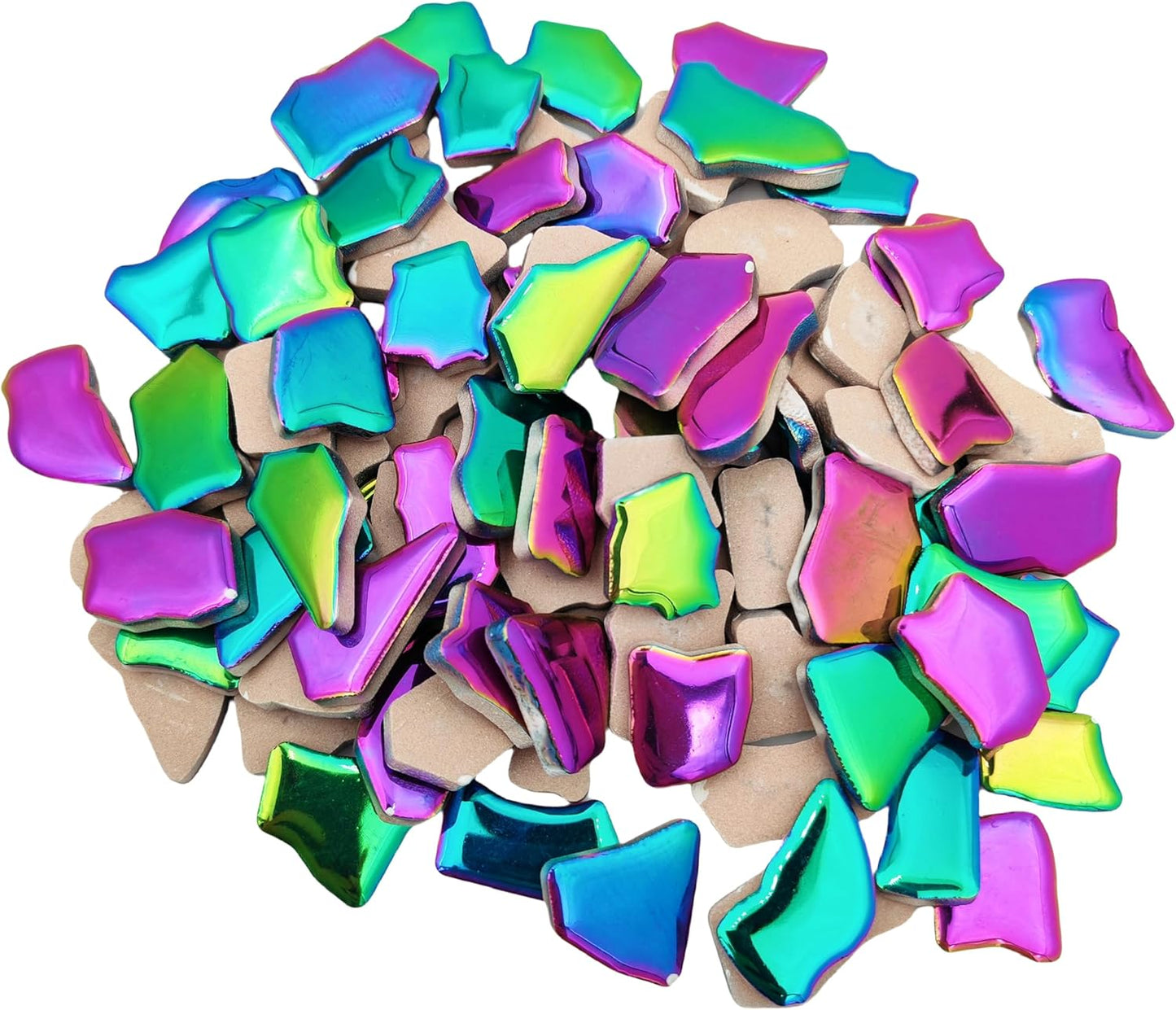 0.78"-1.57" Irregular Ceramics Mosaic Tiles,1.1LB Mosaic Pieces Stones for Home Decoration DIY Craft Plates Flowerpots Vases Cups Mosaic Making Supplies (Rainbow)