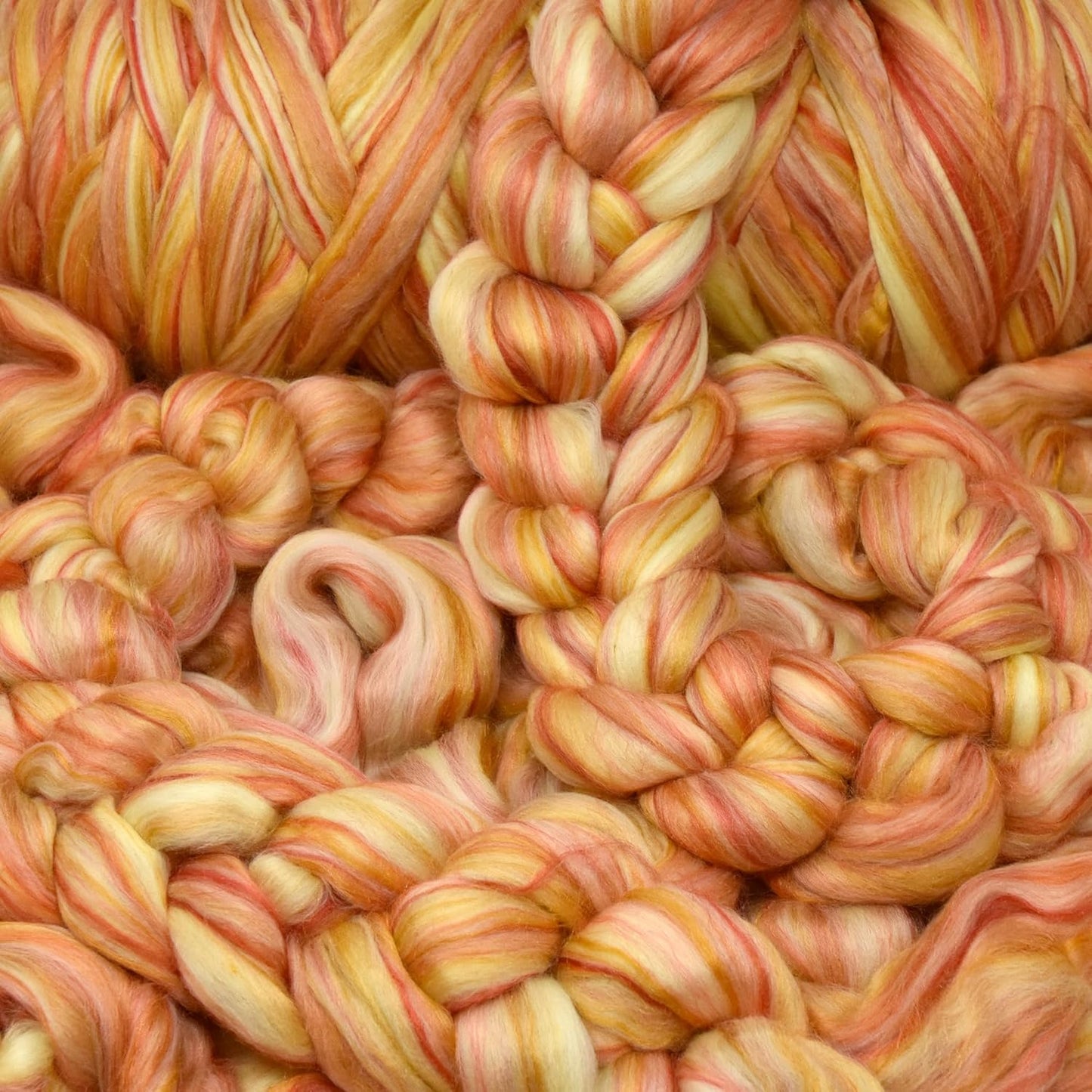 Merino Silk Luxe Tonal Designer Blend. Superfine Merino, Mulberry Silk, Tussah Silk. Top Roving for Spinning or Felting. Golden Flame 1oz