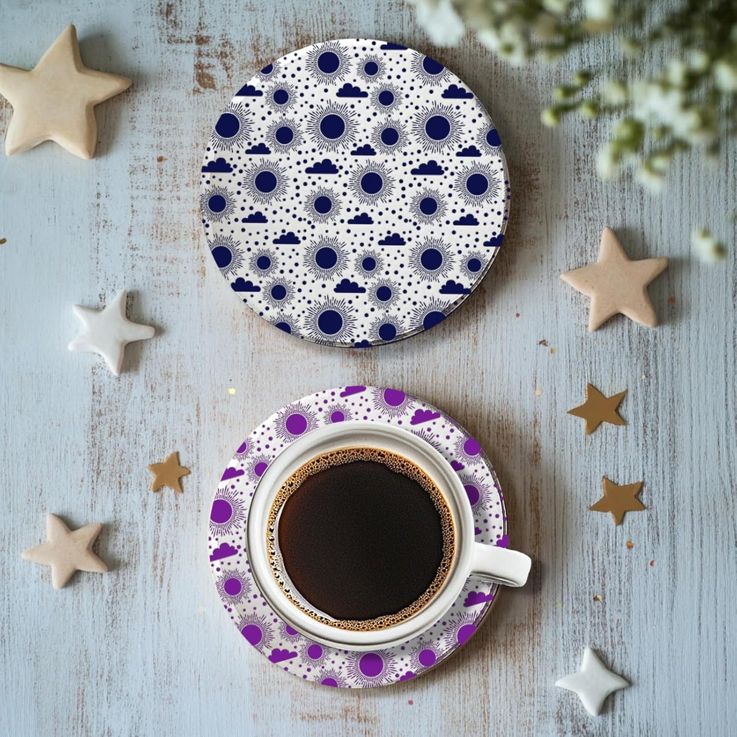 CHGCRAFT Sun and Cloud Polymer Clay Texture Sheets Geometric Pattern Silicone Texture Stamp Clay Texture Mat Modeling Pattern Pad Sheets for Jewelry and Earrings Tools, 5.5x5.5 inch