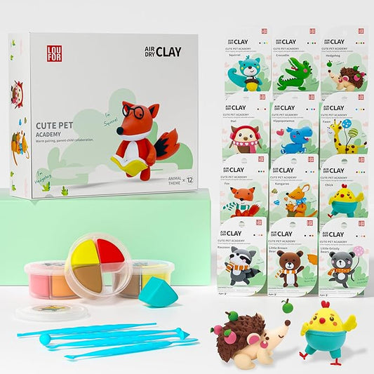 Air Dry Clay for Kids - Modeling Clay Kits, Ultra Light & Soft, Safe & Non-Toxic, 12 Boxes DIY Model Magic Clay with Sculpting Tools & Tutorials, Individual Packs, Creative Art Crafts Toys Gifts