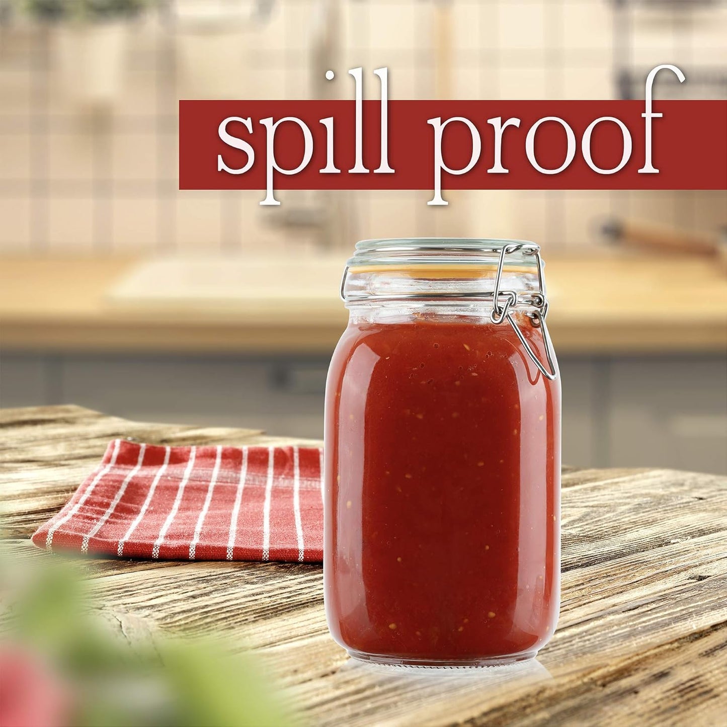 Galashield Glass Jars with Lids 50 oz Food Storage Jars with Airtight Lids Leak Proof Glass Canisters Kitchen Jars [Set of 2]