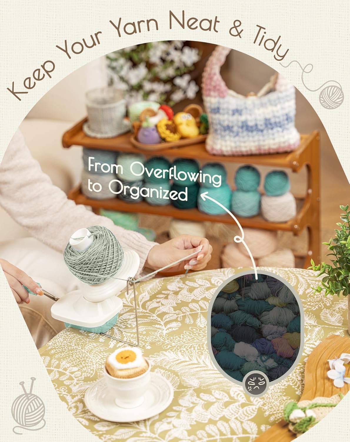 Adhafera Yarn Winder, Yarn Ball Winder for Crocheting, The Helper for Yarn Collection Lovers