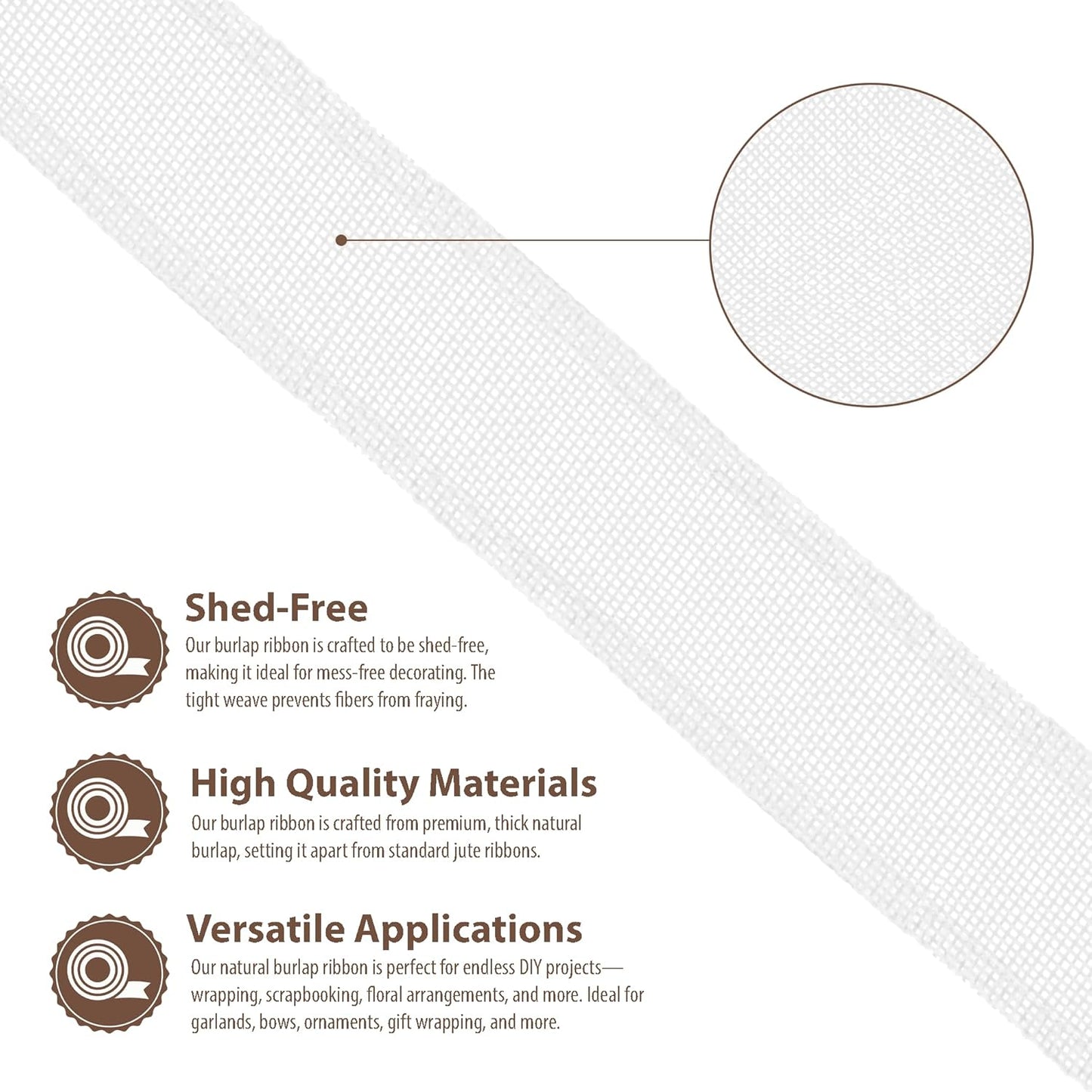 Mandala Crafts White Burlap Wired Ribbon 2 Inches Wide Jute Ribbons for Crafts - 10 Yds Roll Rustic Burlap Wrap Trim Ribbons for Wreaths Bows Party Decoration