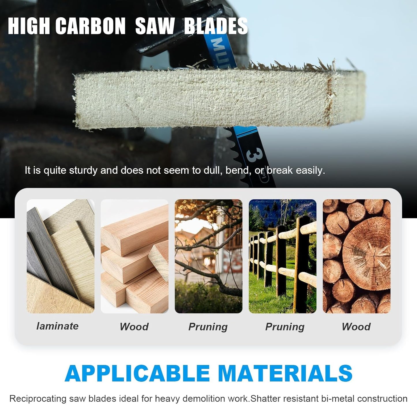 1 Pack 9 inch Reciprocating Saw Blades Set，3 TPI High Carbon Saw Blades for Wood Cutting ，Saw Blades with Organizer Case (1, 3T/9inch)