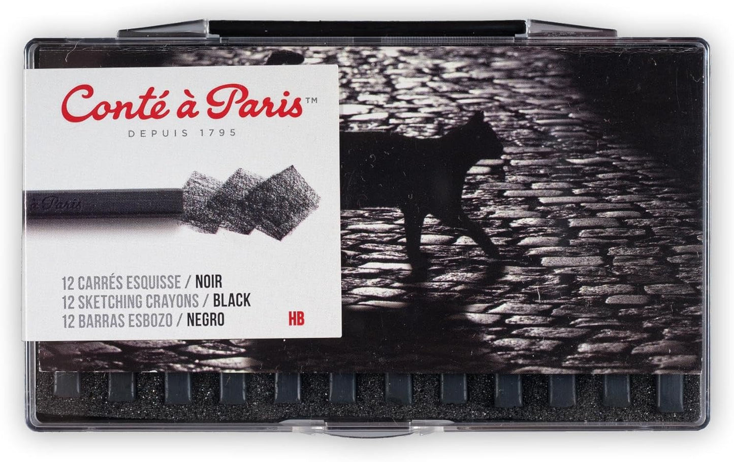 Conté à Paris 12 Count 2B Sketching Crayons Set, Black