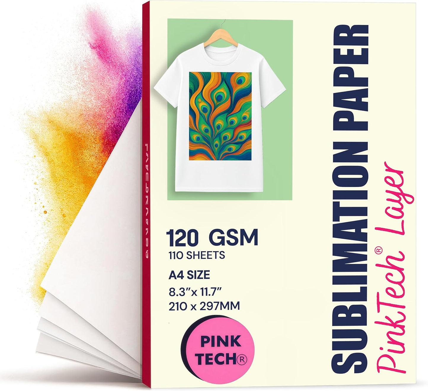Hayes 110 Sheets Sublimation Paper 8.5x11 Inch Letter Size | 120gsm Heat Transfer Paper for Inkjet Printers | Use on Mugs, T-Shirts, Light Fabrics | Compatible With Sublimation Printers